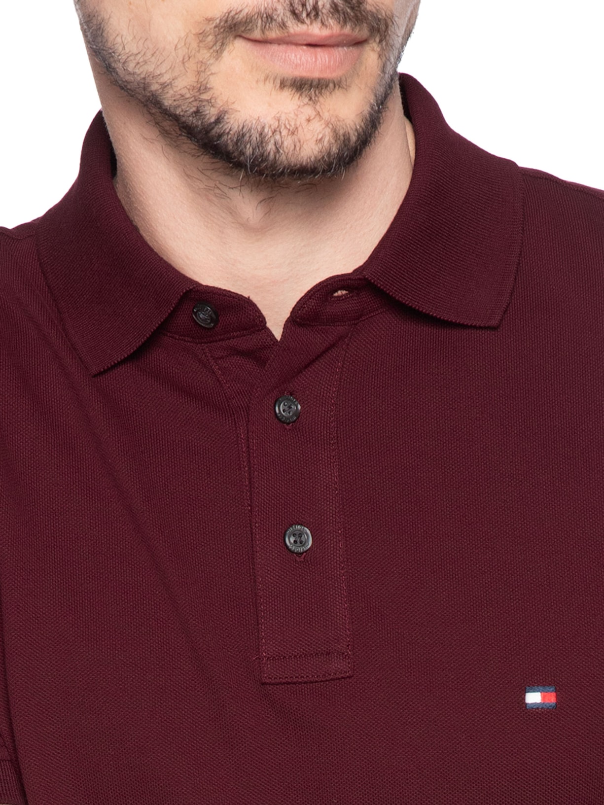 Polo Masculina Slim Fit Im 1985 Vinho Tommy Hilfiger