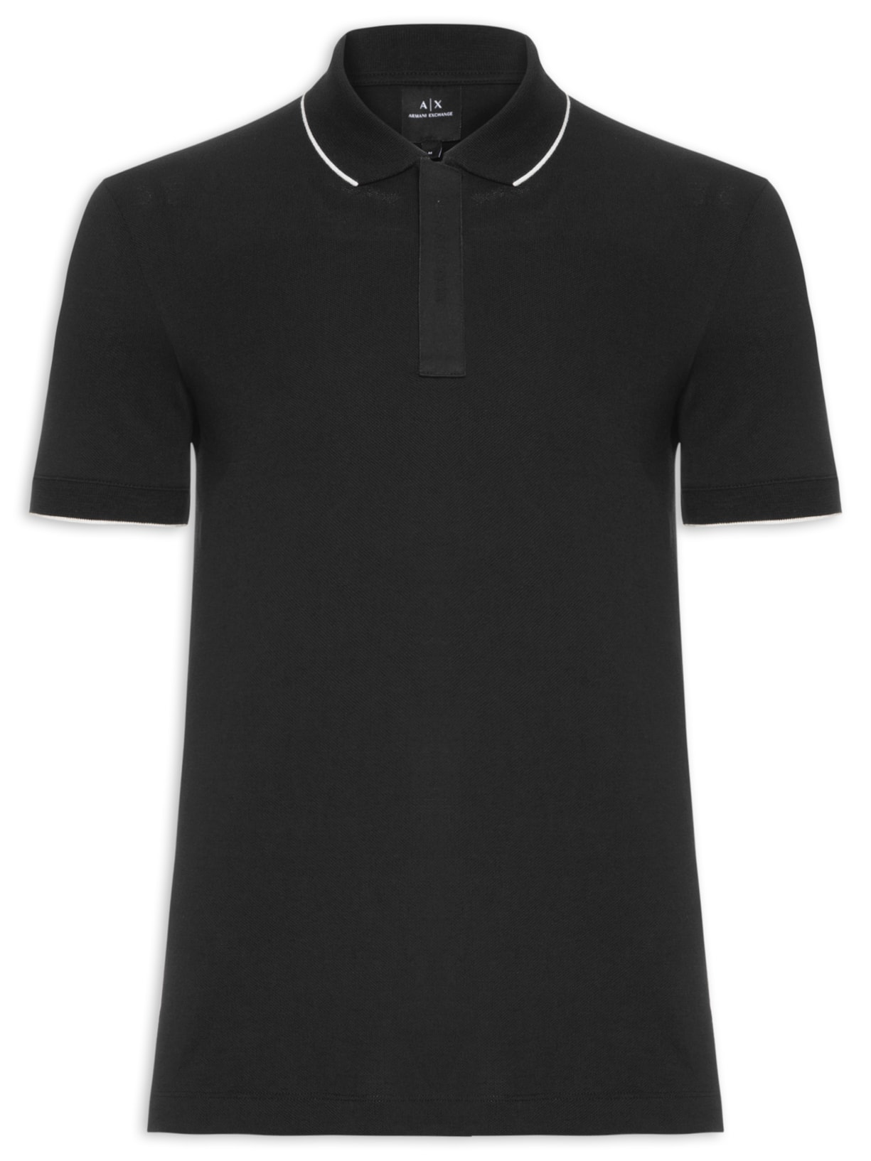 Polo Masculina Slim Fit Jersey - Preto