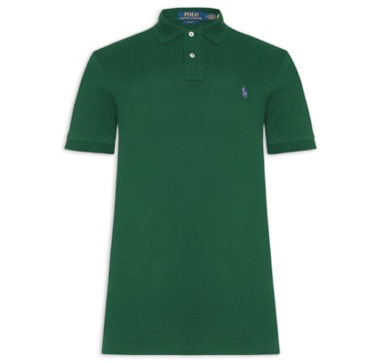 Polo Masculina Slim Fit Knit Mesh - Verde