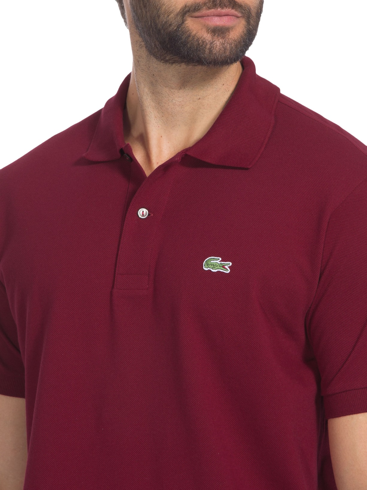 Polo Masculina Slim Fit L.12.12 Em Piquet De Algodão Vinho Lacoste