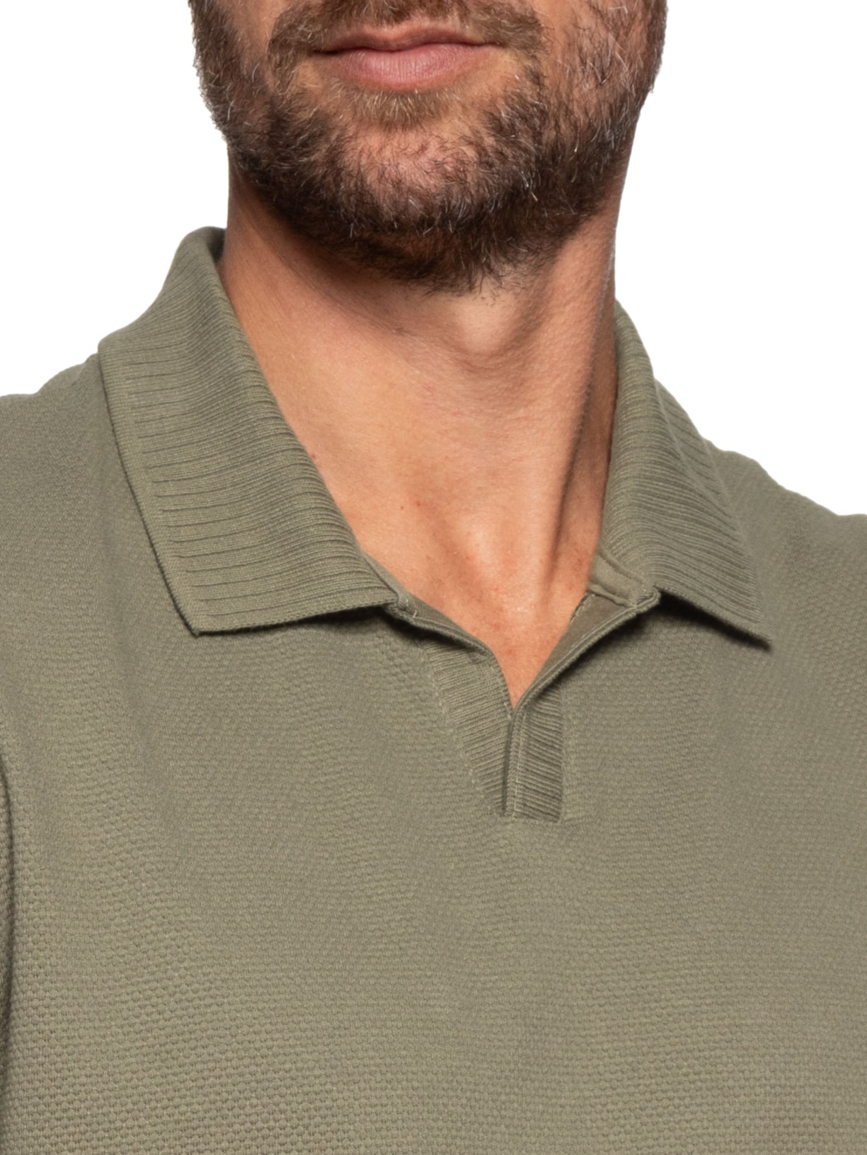 Polo Masculina Slim Fit Malha Texturizada Verde Hering