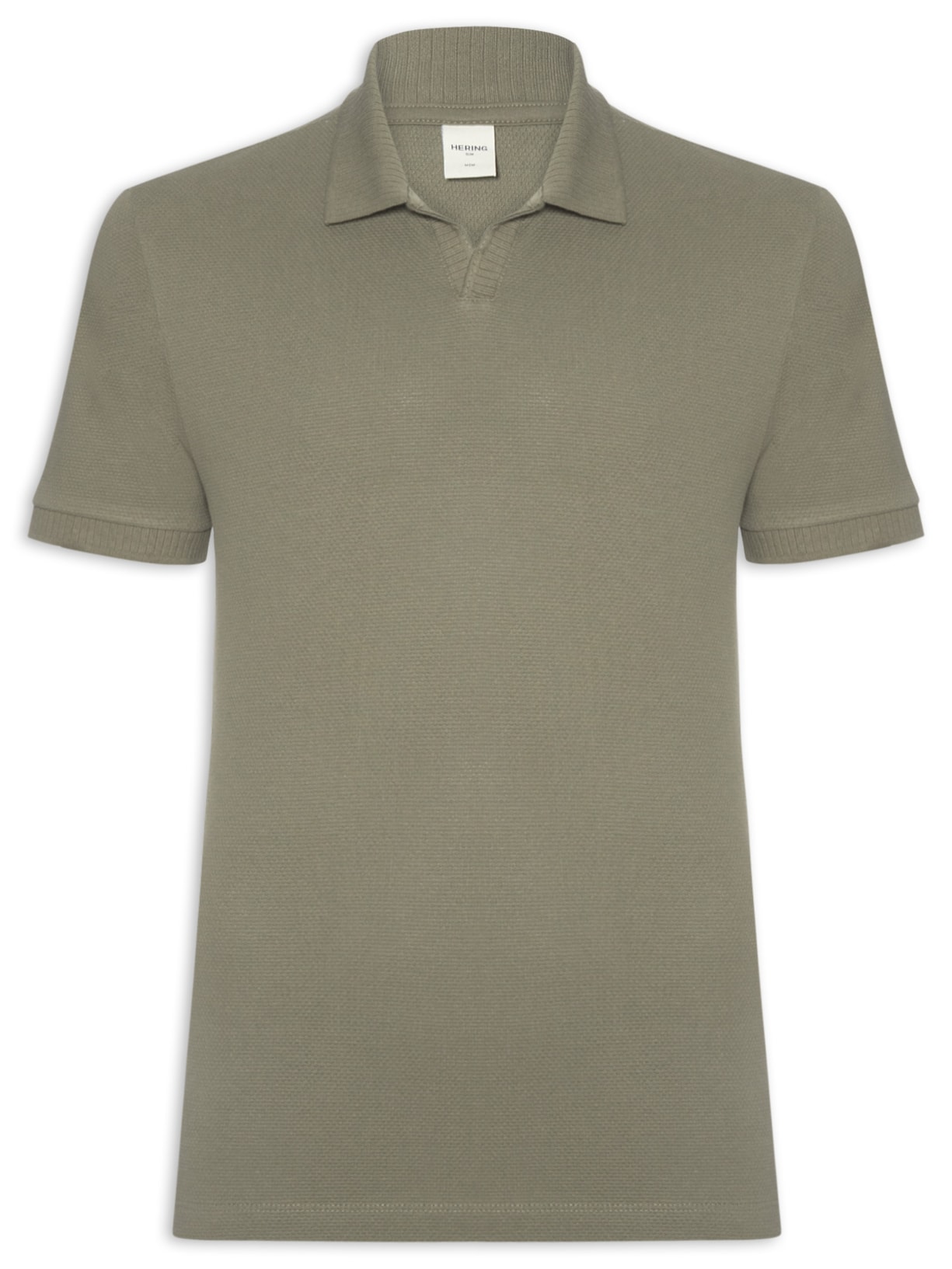 Polo Masculina Slim Fit Malha Texturizada Verde Hering