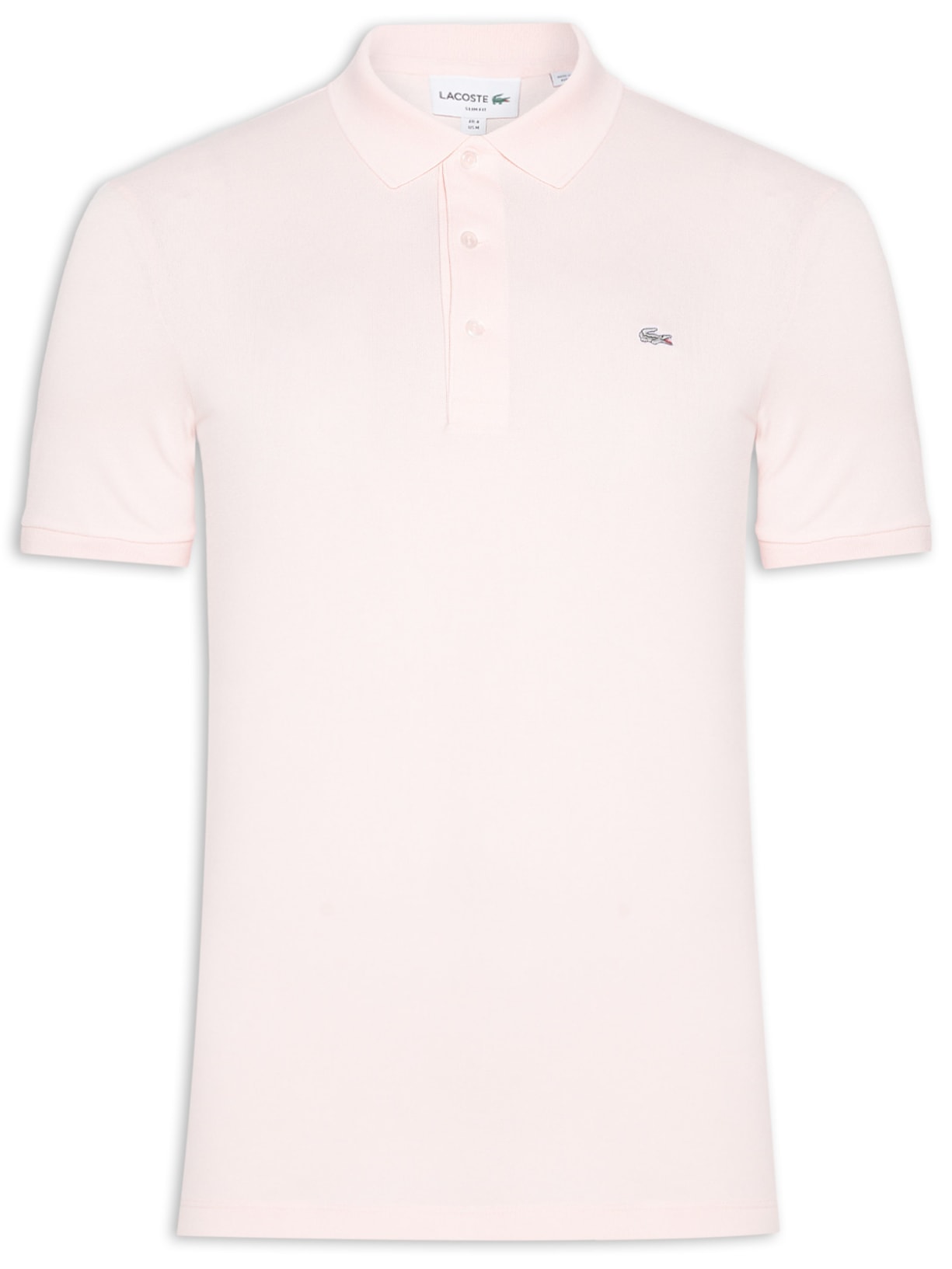 Polo Masculina Slim Fit Mini Piquet Stretch Rosa Lacoste