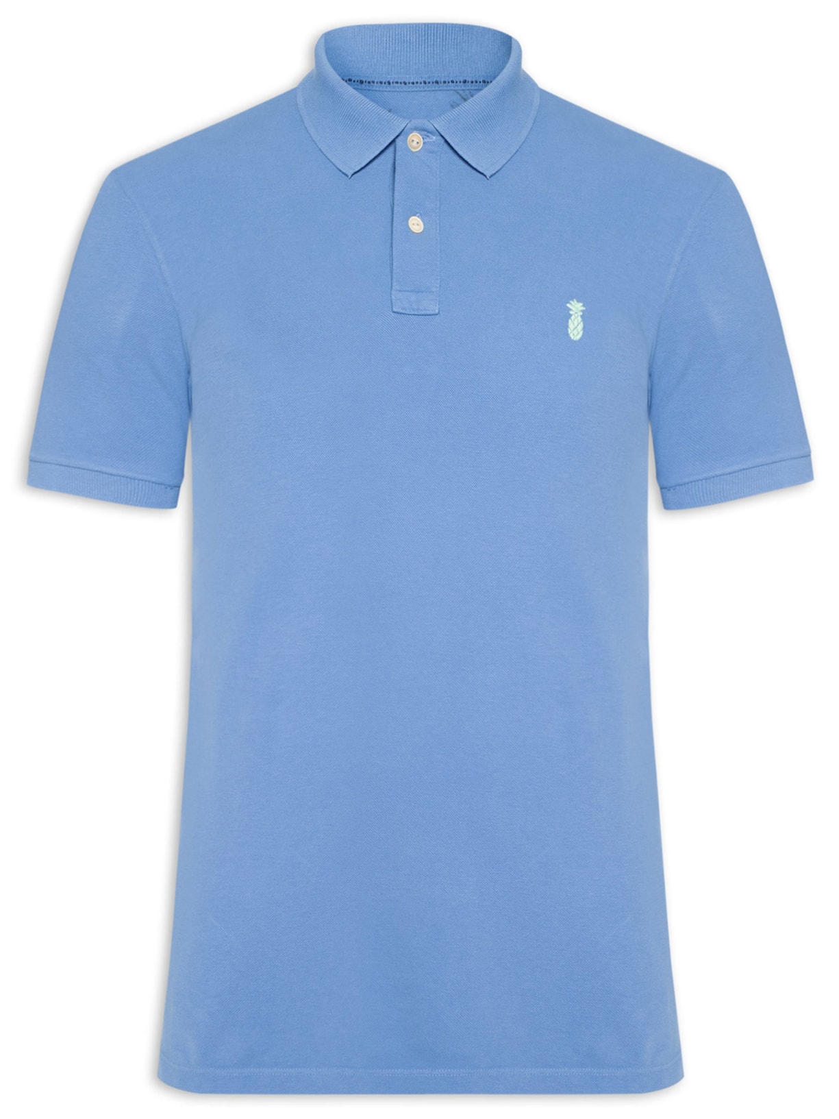 Polo Masculina Slim Fit Summer Em Piquet Azul Pineapple