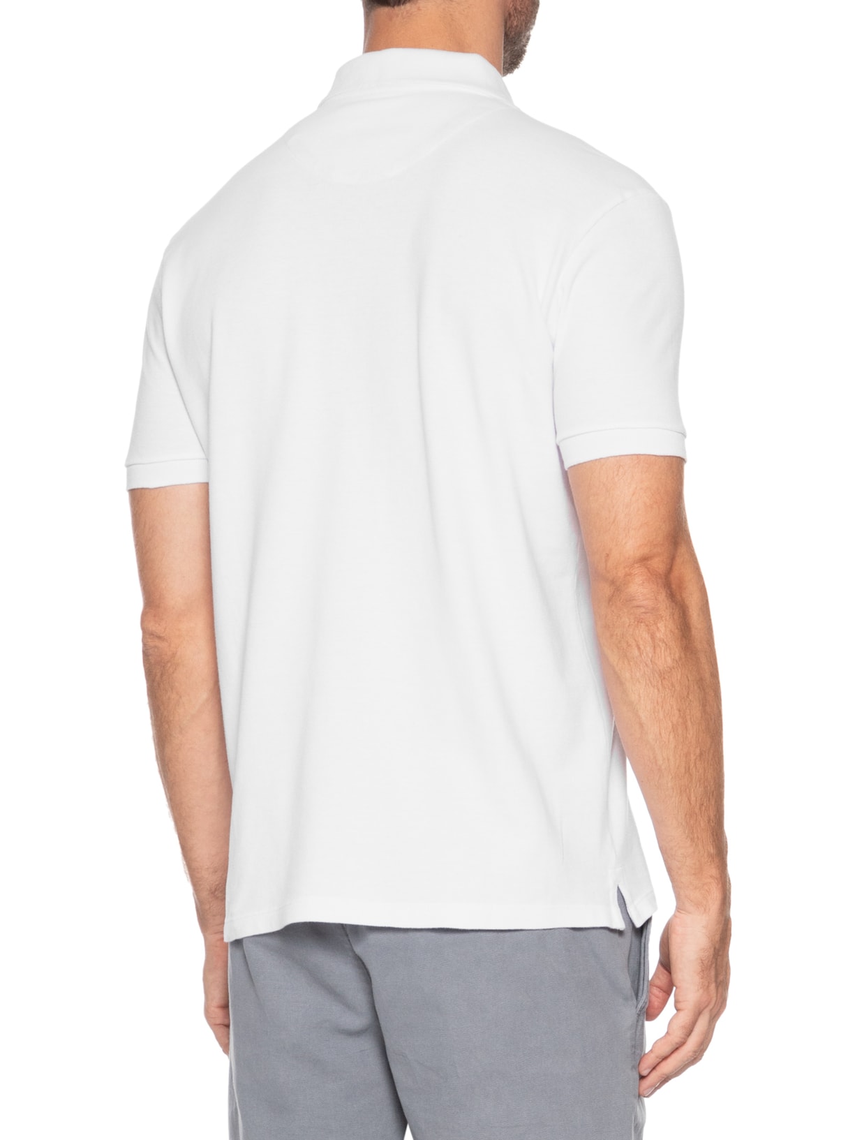 Polo Masculina Slim Fit Summer Em Piquet Branco Pineapple