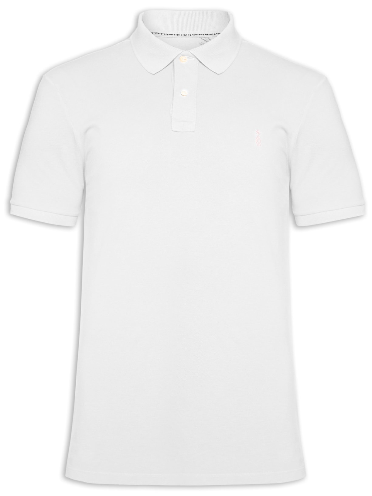 Polo Masculina Slim Fit Summer Em Piquet Branco Pineapple