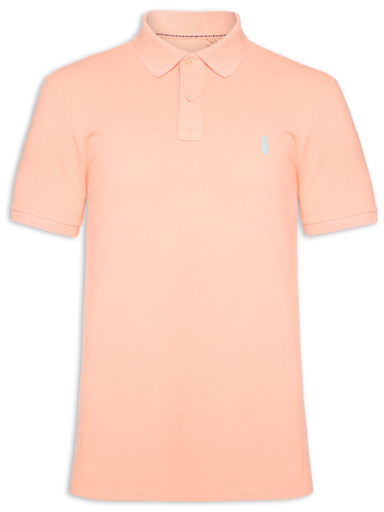 Polo Masculina Slim Fit Summer Em Piquet Laranja Pineapple