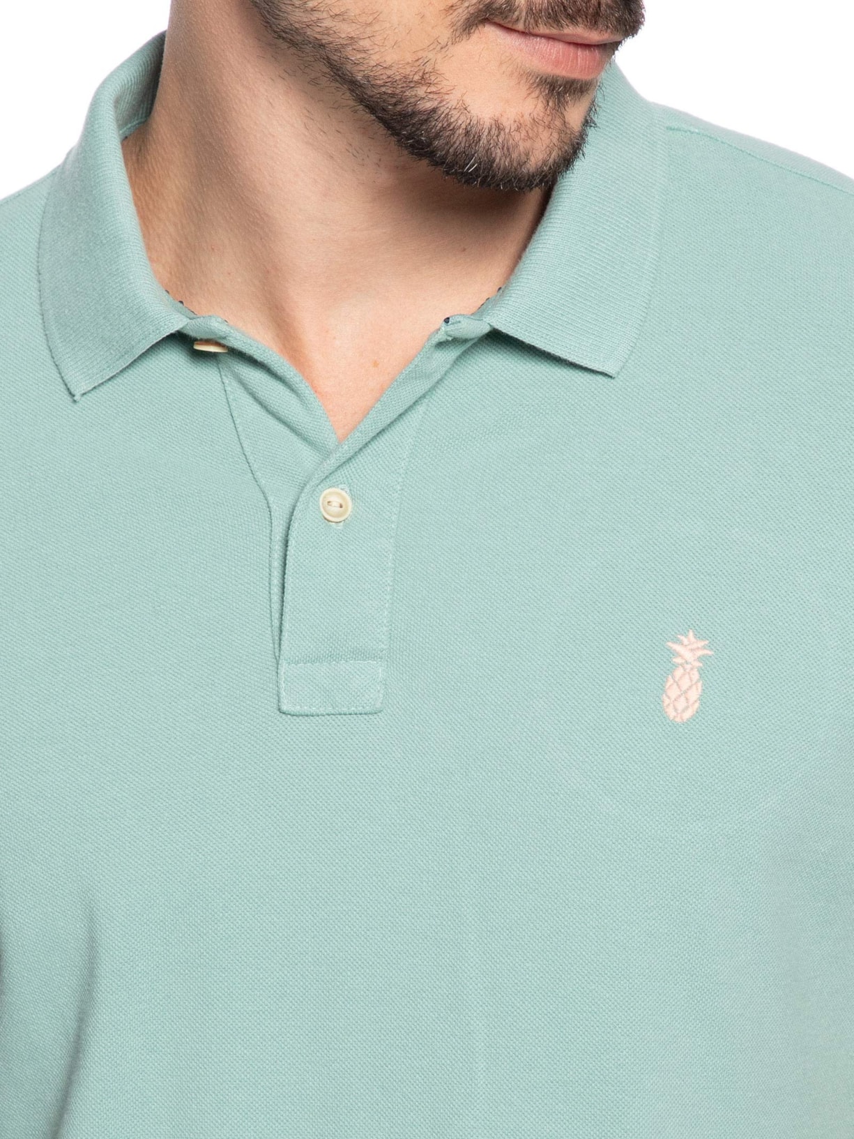 Polo Masculina Slim Fit Summer Em Piquet Verde Pineapple