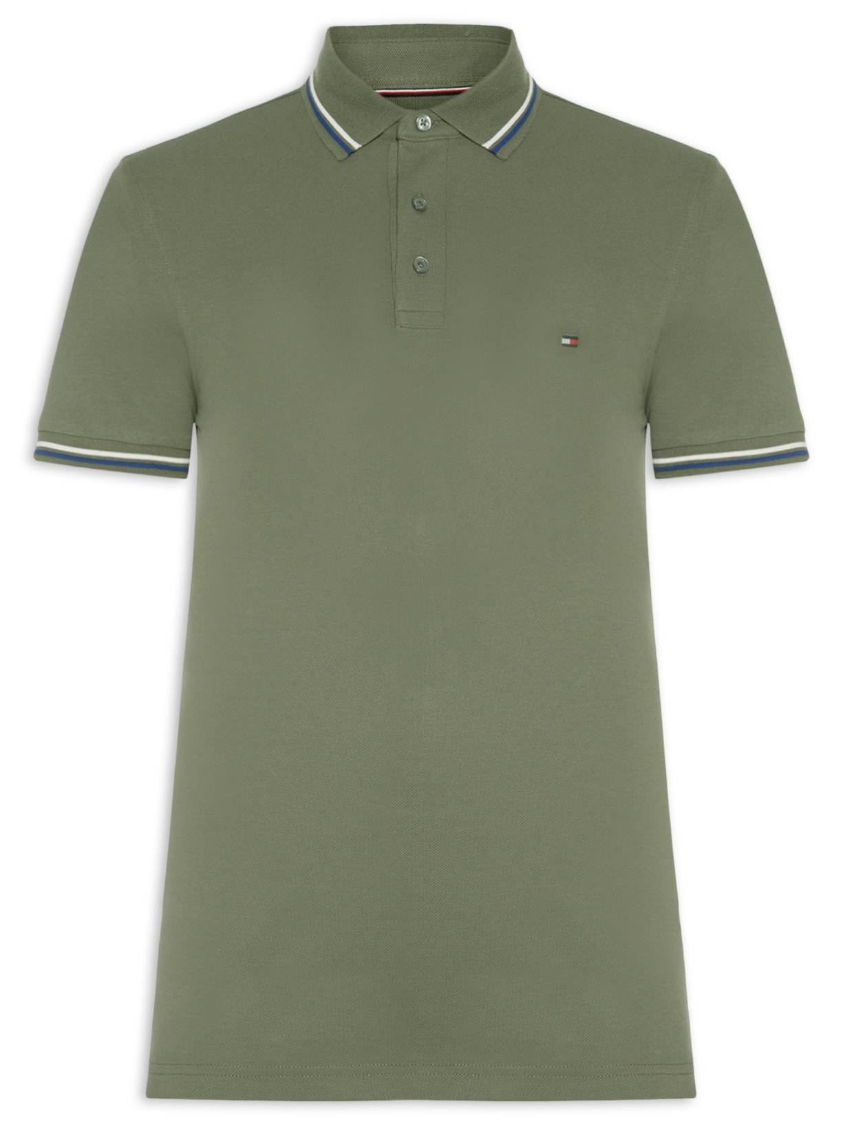 Polo Masculina Slim Fit Tipped Com Friso - Verde