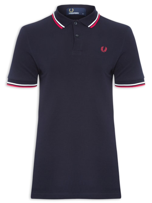 Polo Masculina Slim Fit Twin Tipped - Azul