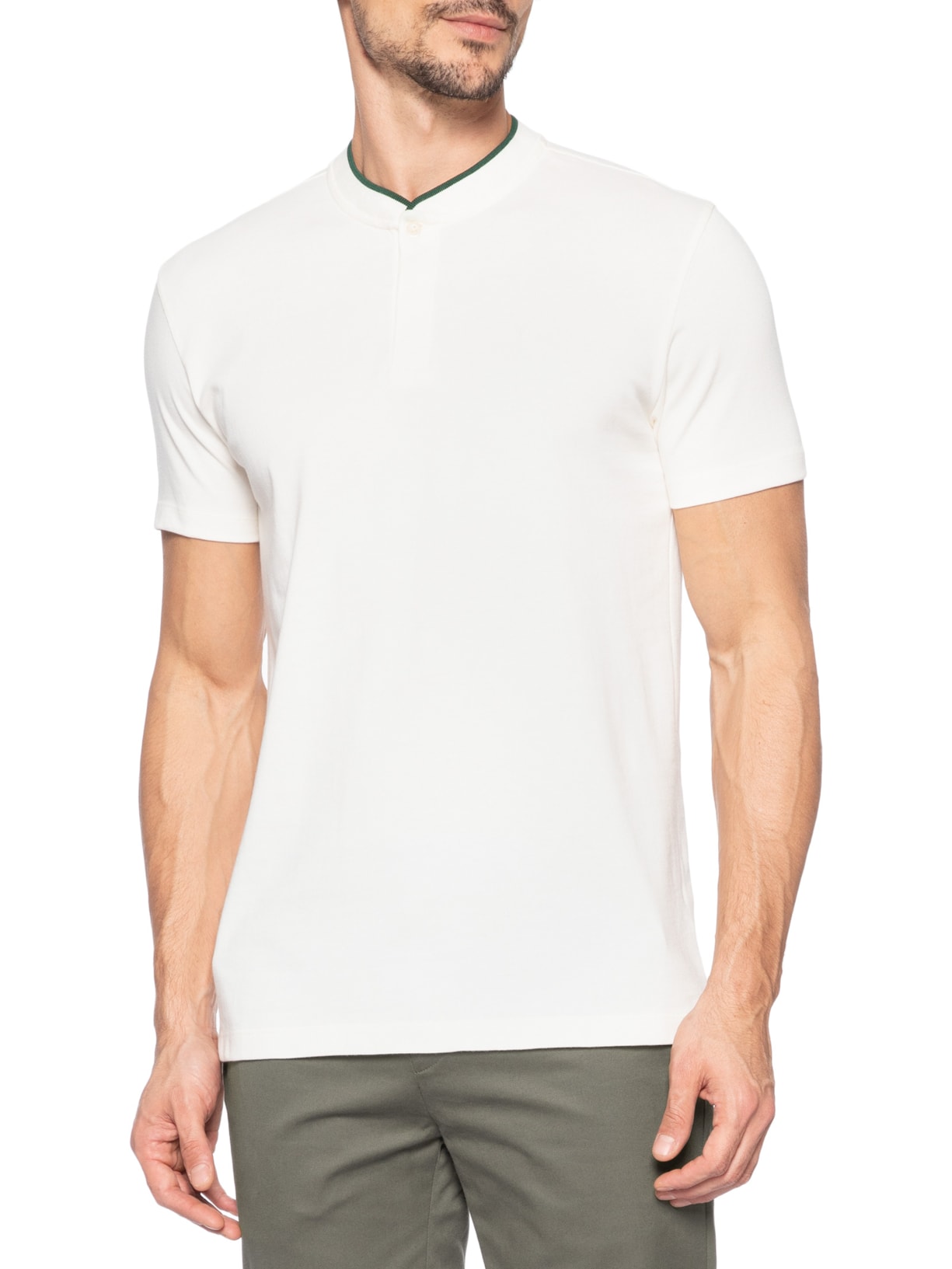 Polo Masculina Slim Gola Portuguesa Branco Calvin Klein