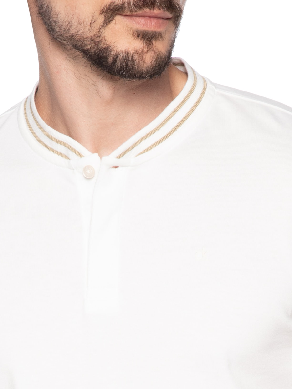 Polo Masculina Slim Gola Portuguesa Off White Calvin Klein - White Label