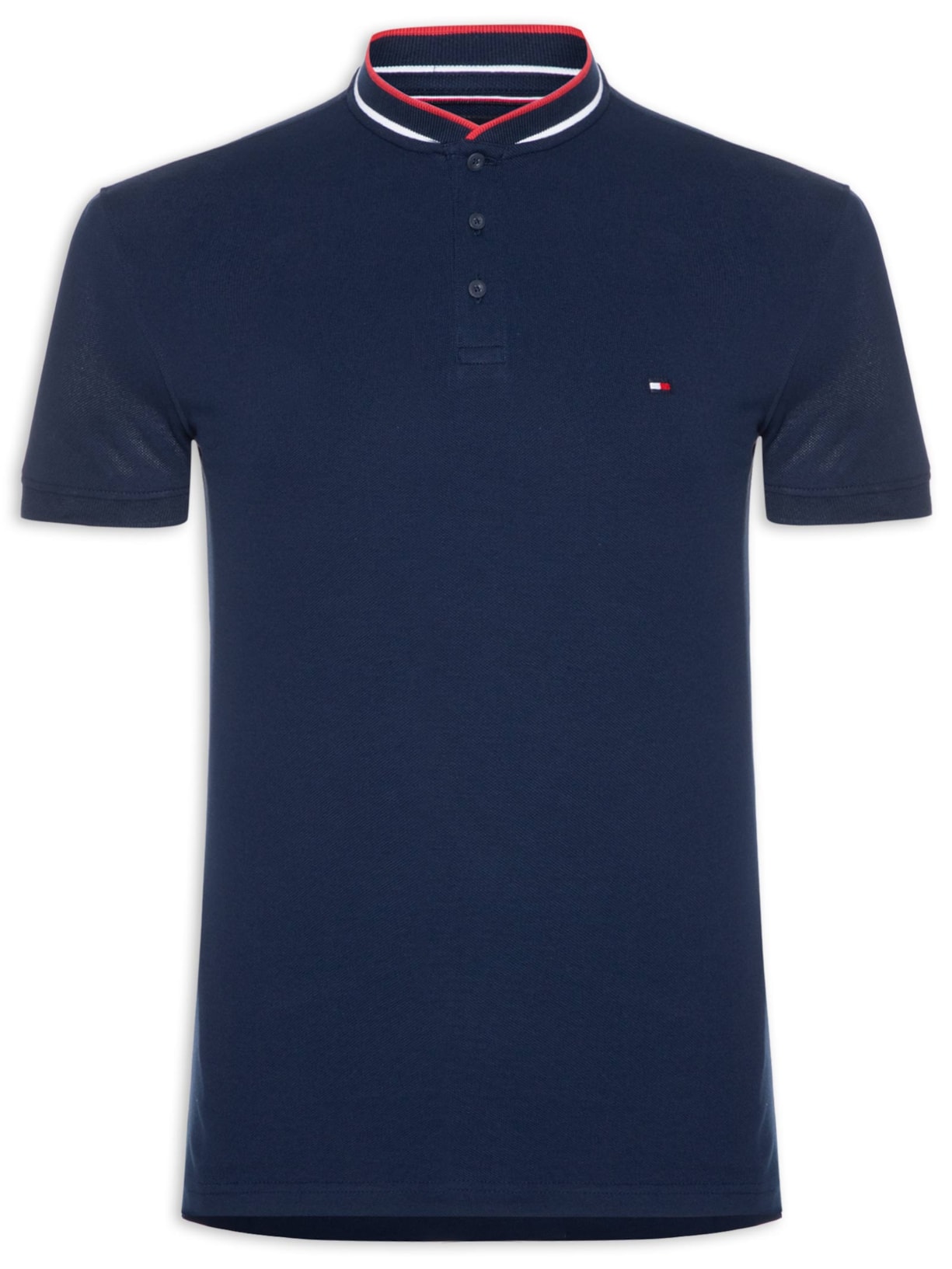 Polo Masculina Slim Gola Portuguesa – Azul Tommy Hilfiger