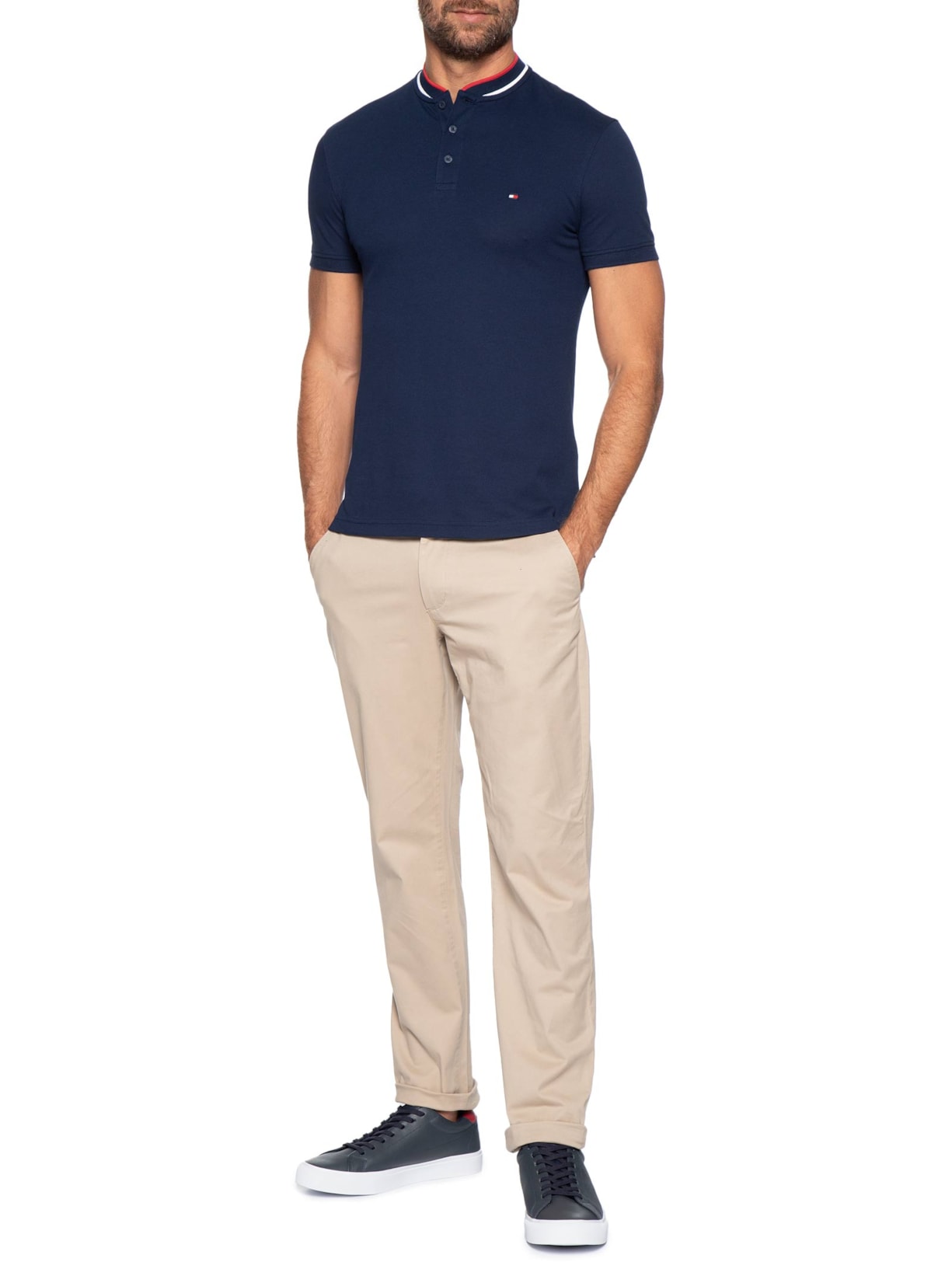 Polo Masculina Slim Gola Portuguesa – Azul Tommy Hilfiger