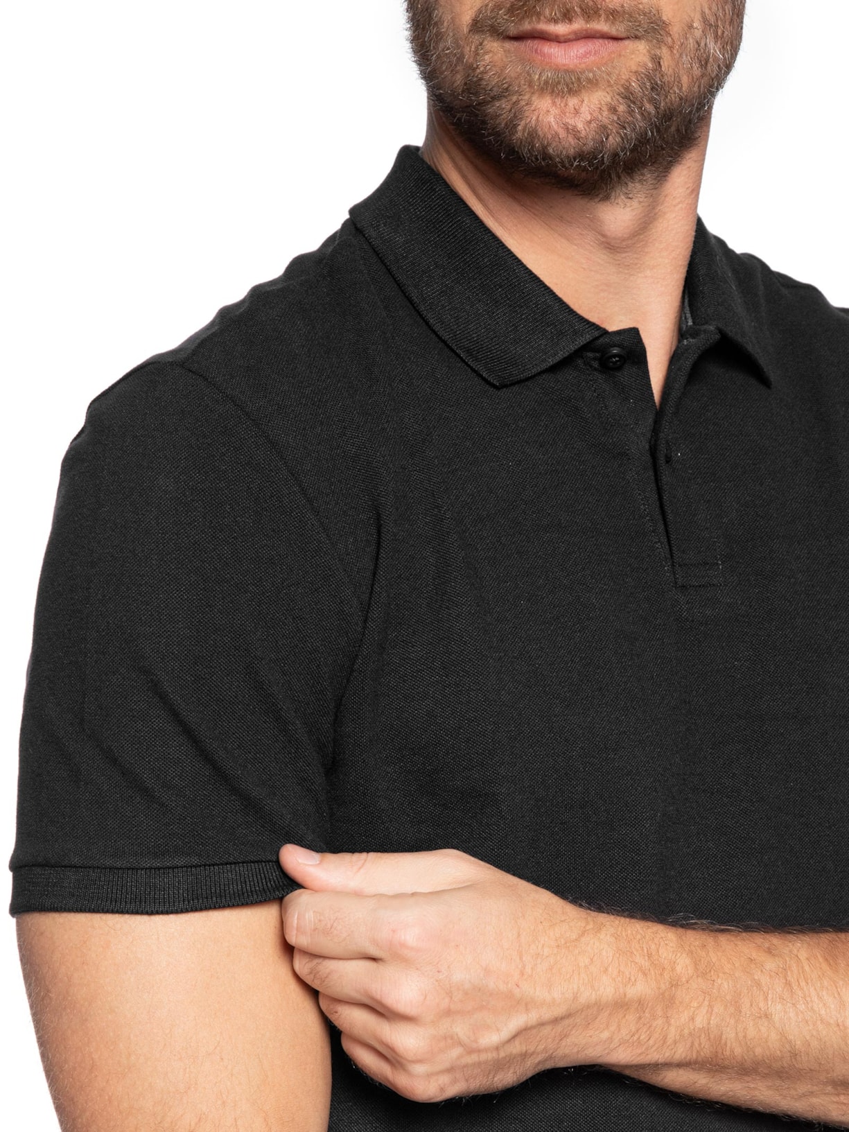 Polo Masculina Slim Logo Gola Preto Calvin Klein - White Label
