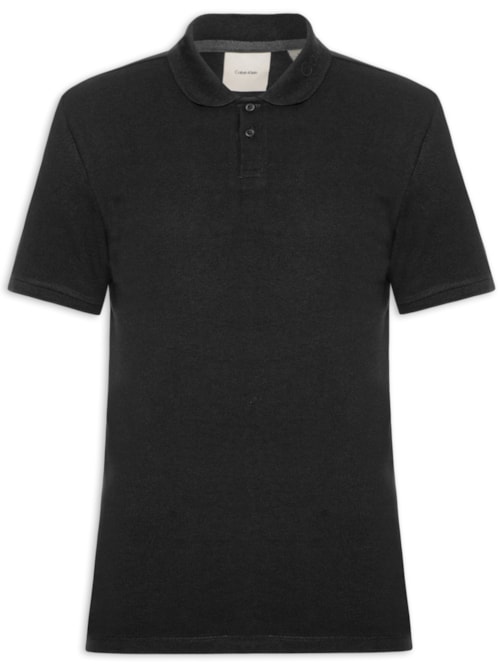 Polo Masculina Slim Logo Gola - Preto