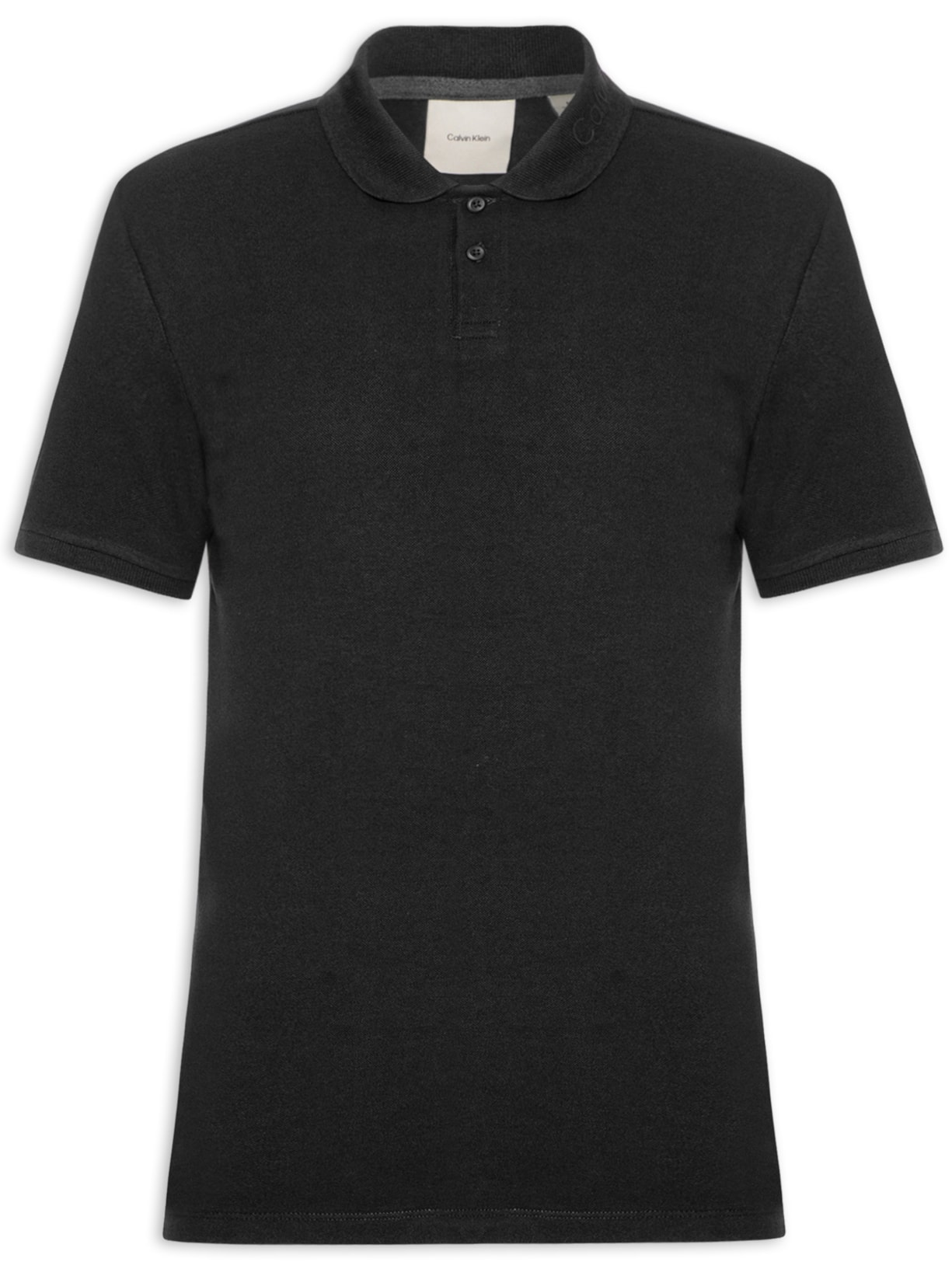 Polo Masculina Slim Logo Gola - Preto