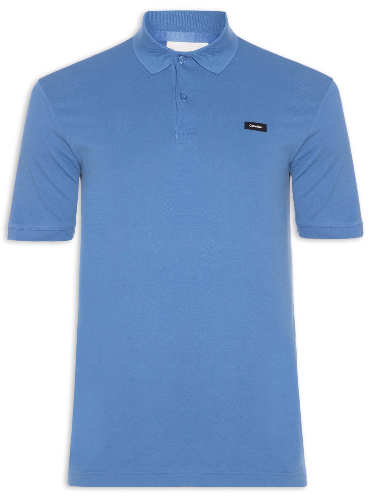 Polo Masculina Slim Manga Curta Em Piquet - Azul