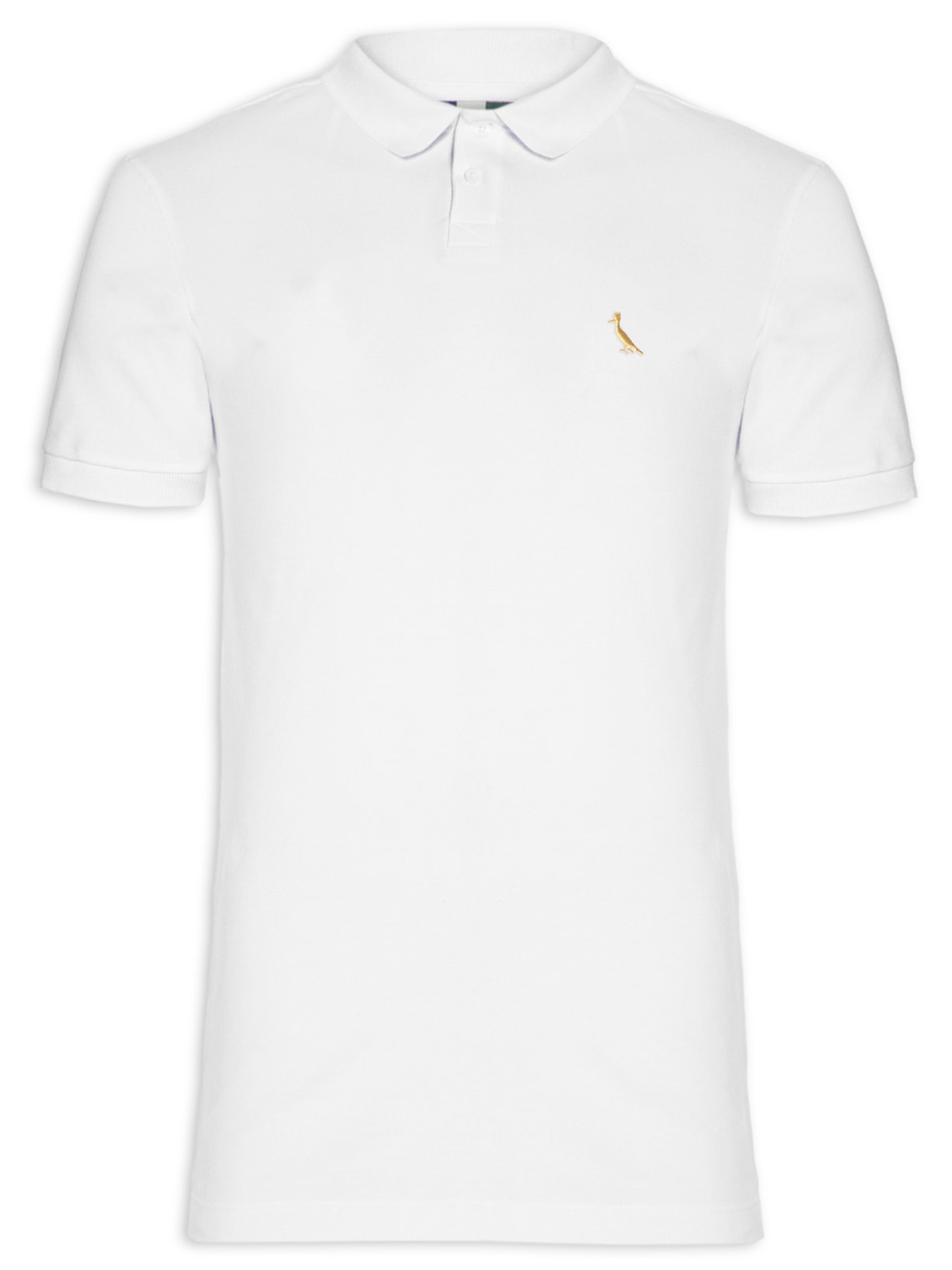 Polo Masculina Slim Patch Golden - Branco