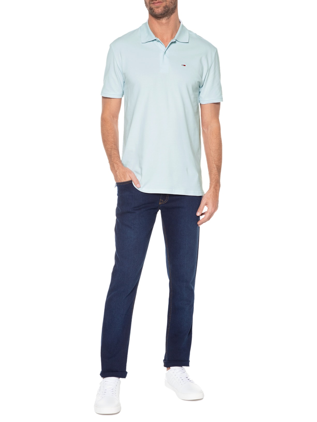 Polo Masculina Slim Placket Azul Tommy Jeans