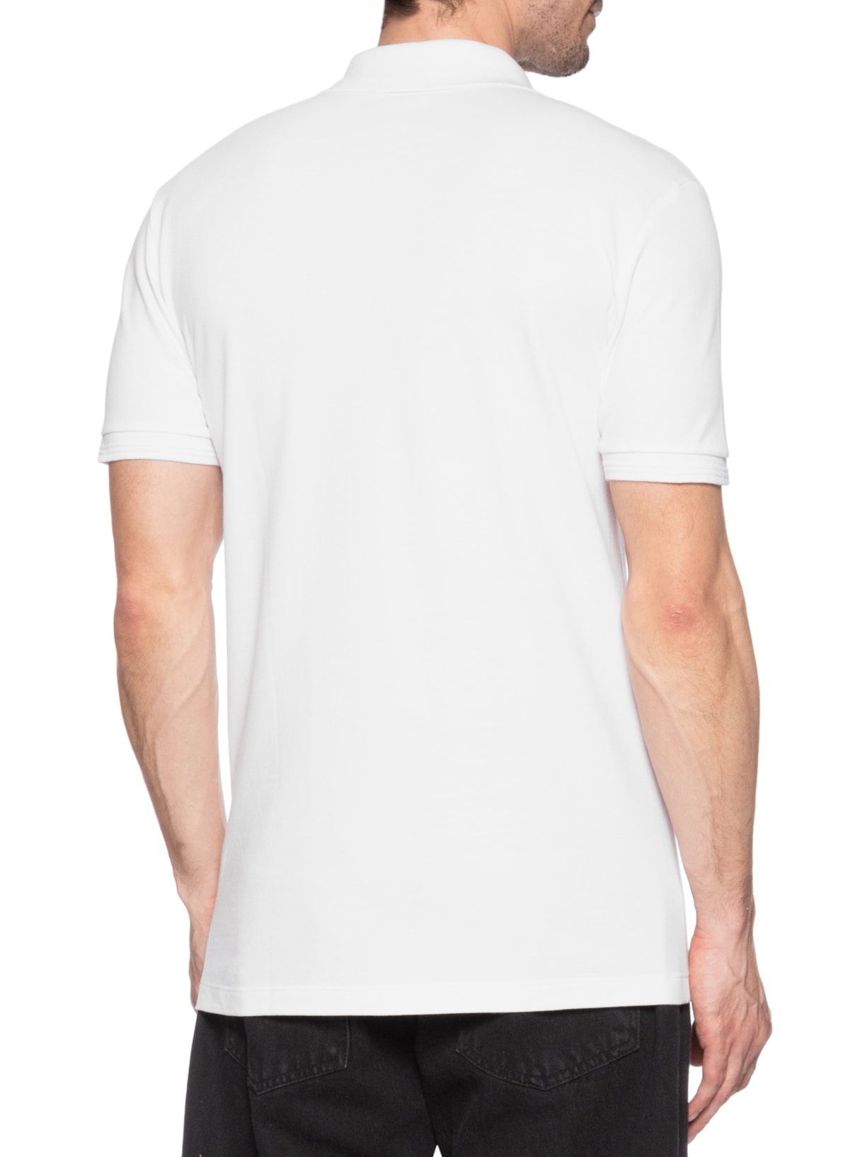 Polo Masculina Slim Recorte Logo Ombro Branco Calvin Klein - White Label