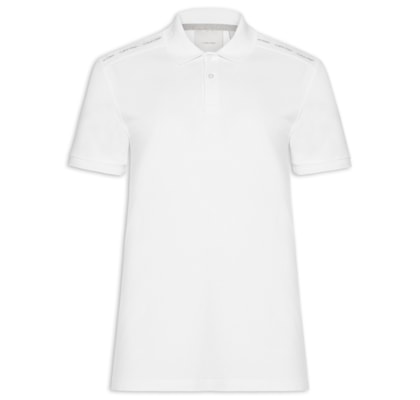 Polo Masculina Slim Recorte Logo Ombro - Branco
