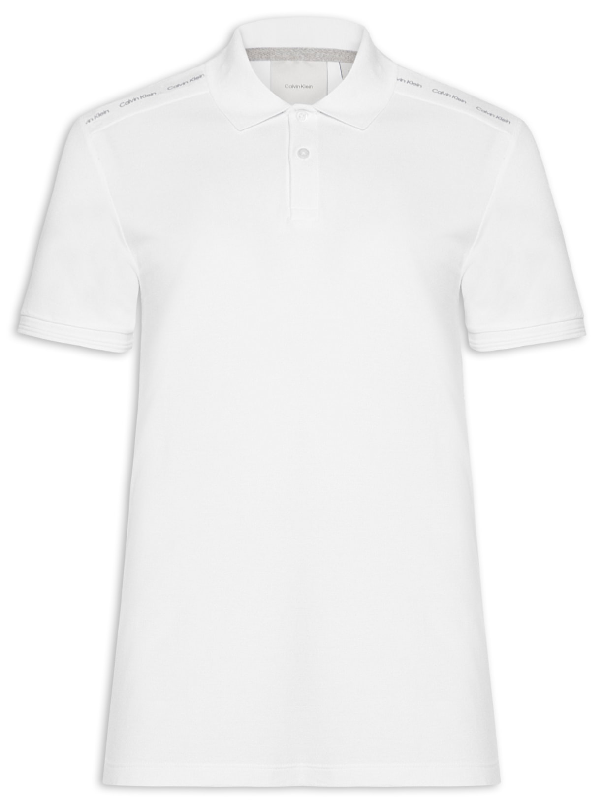 Polo Masculina Slim Recorte Logo Ombro - Branco