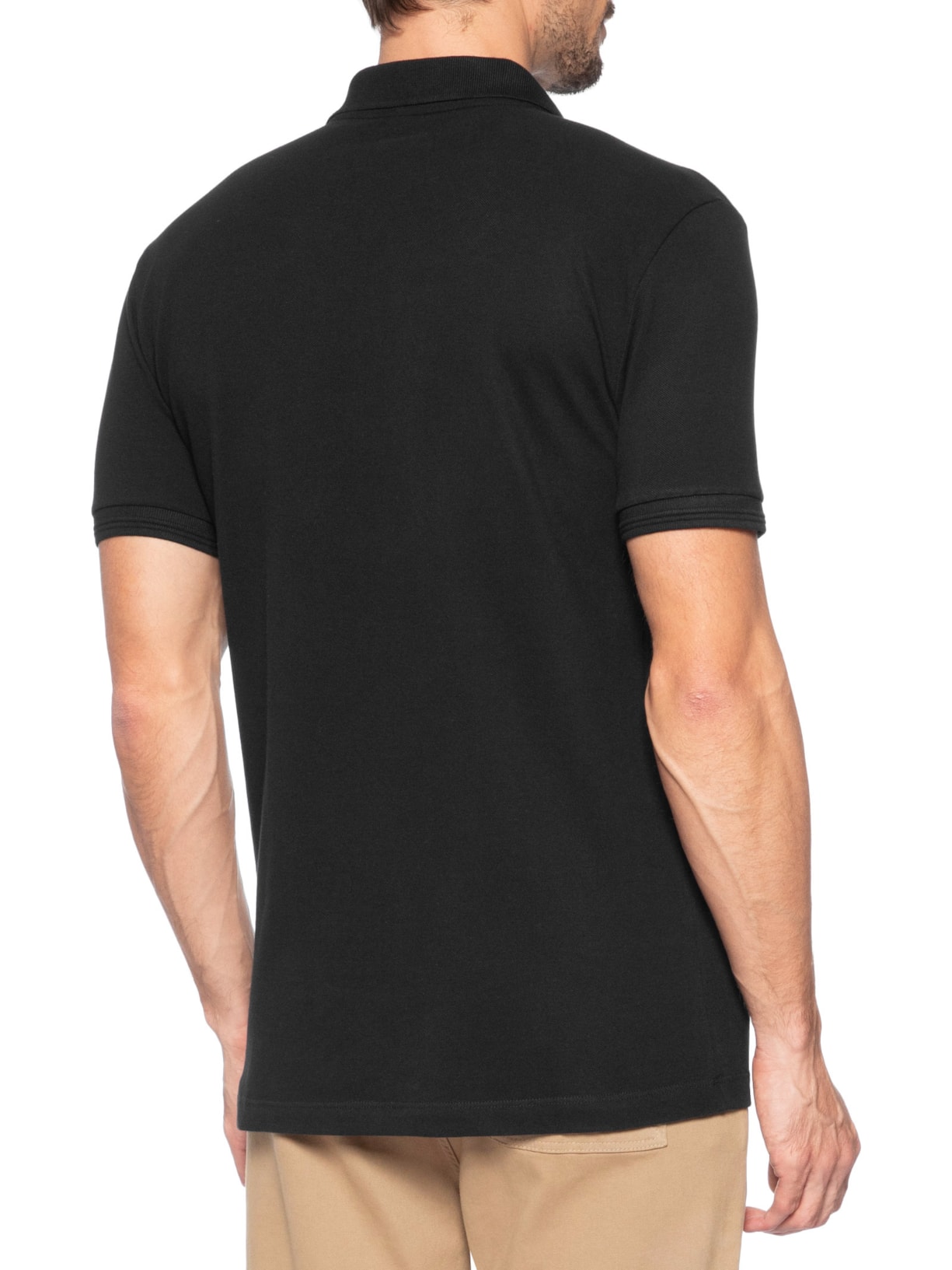 Polo Masculina Slim Recorte Logo Ombro – Preto Calvin Klein