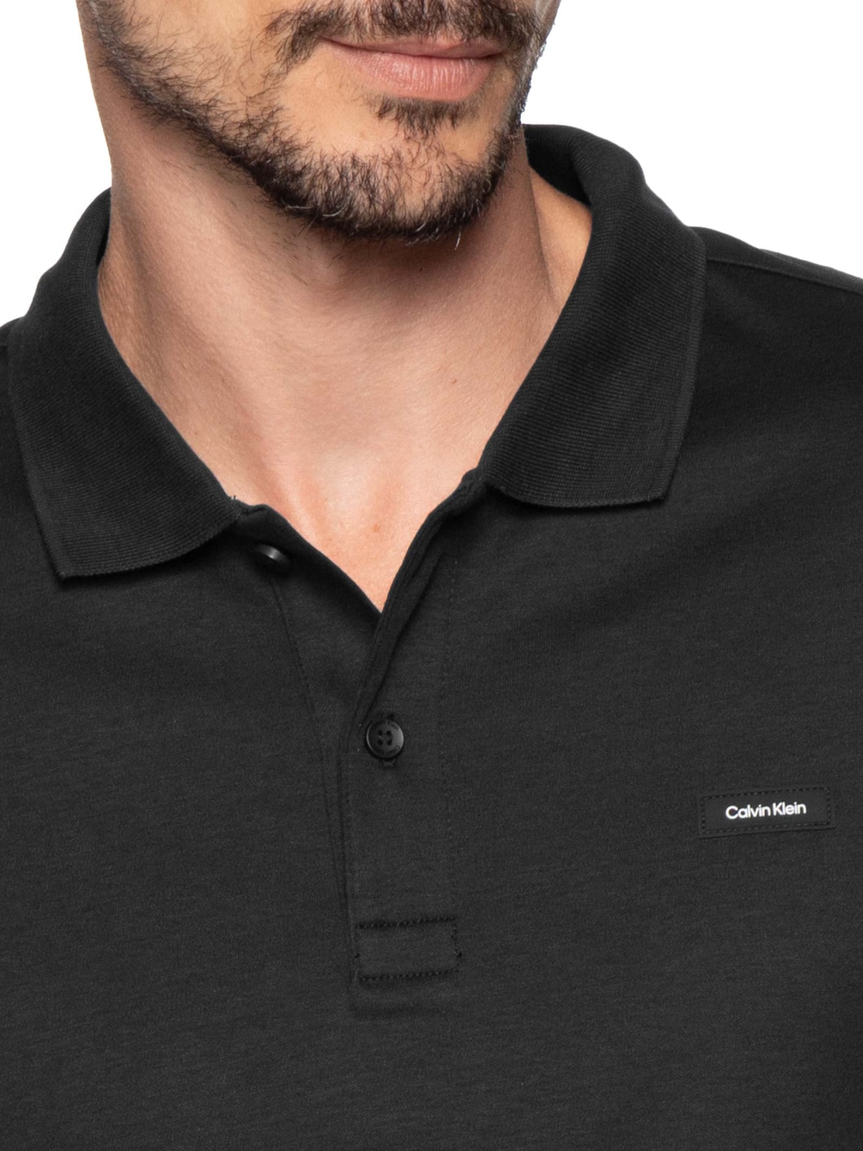 Polo Masculina Slim Smooth Cotton Preto Calvin Klein - White Label