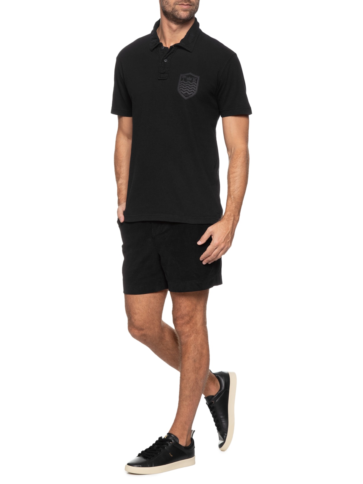 Polo Masculina Stone Manga Curta Colors Preto Osklen