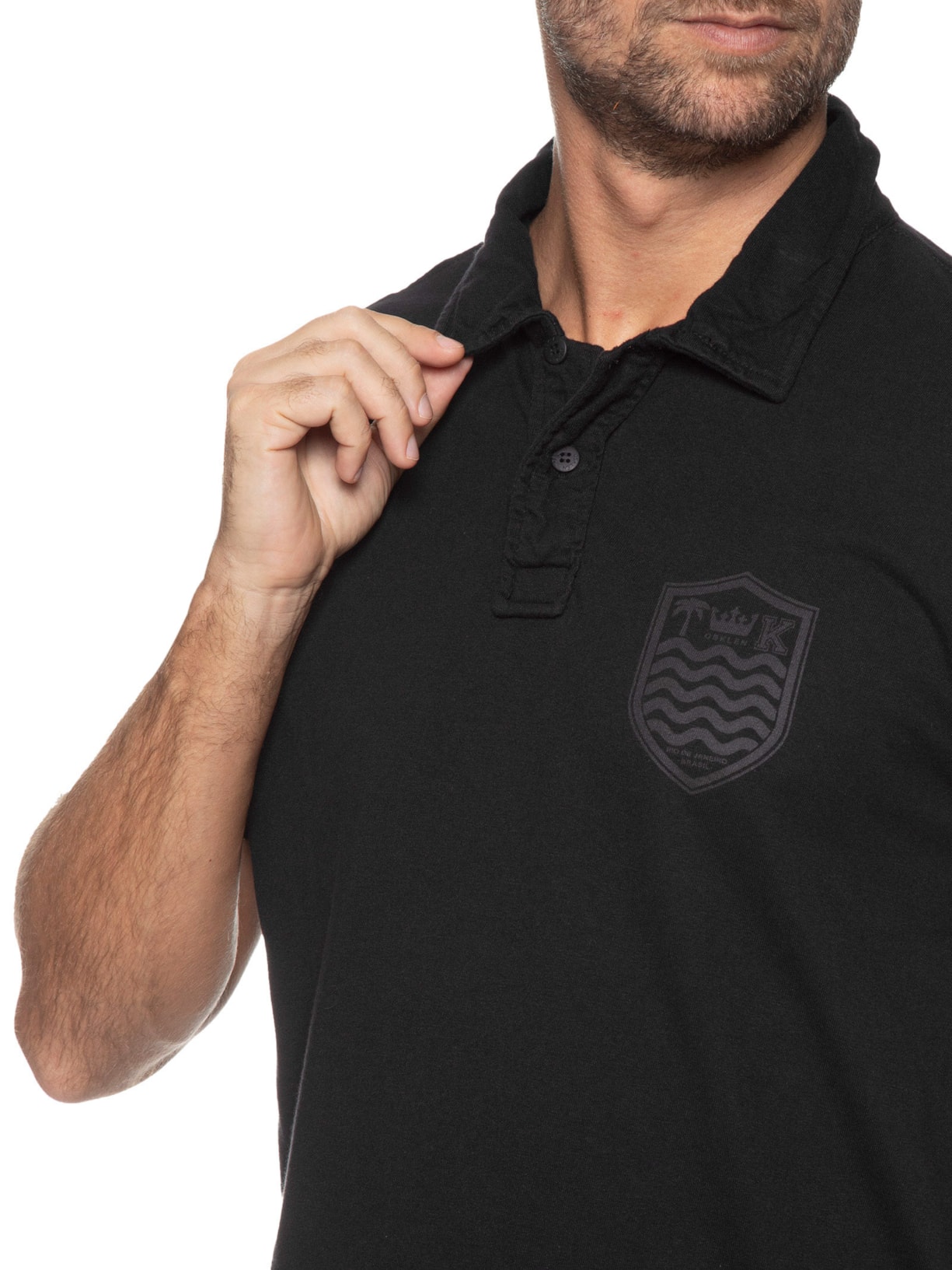 Polo Masculina Stone Manga Curta Colors Preto Osklen
