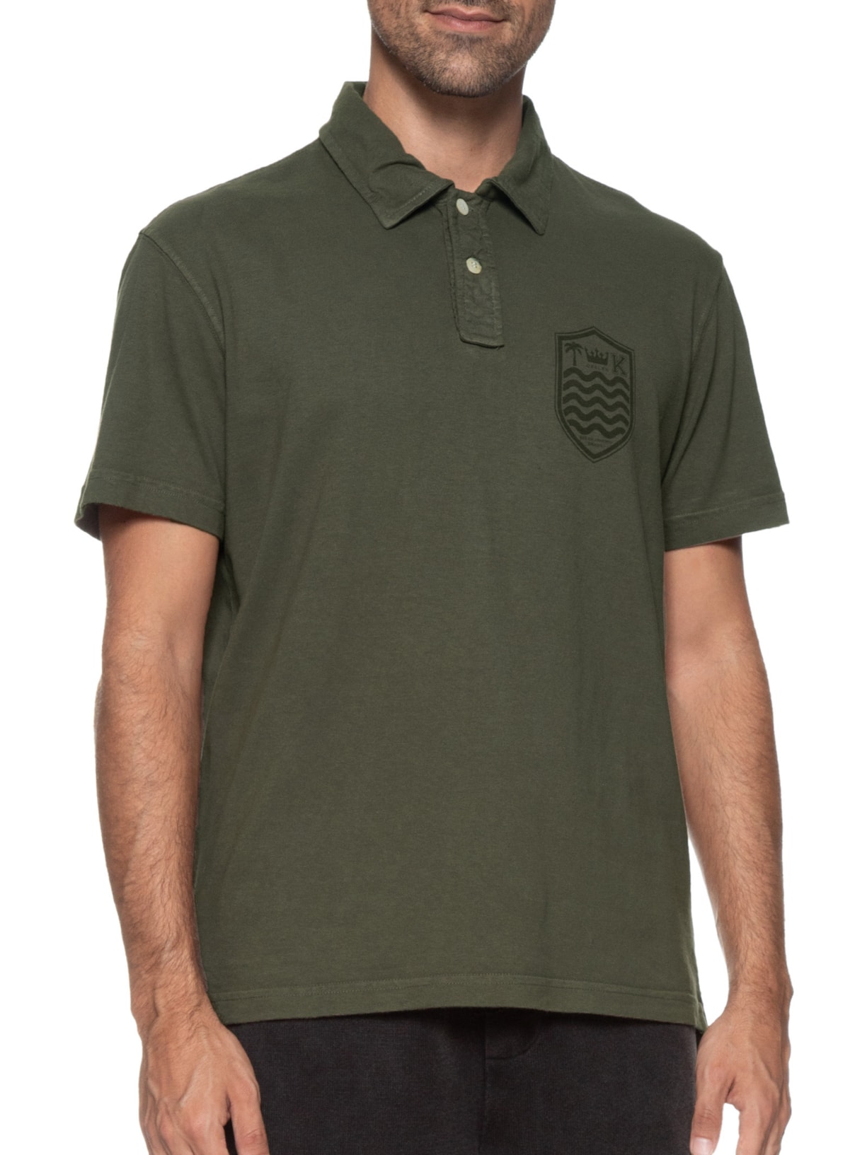 Polo Masculina Stone Manga Curta Colors Verde Osklen