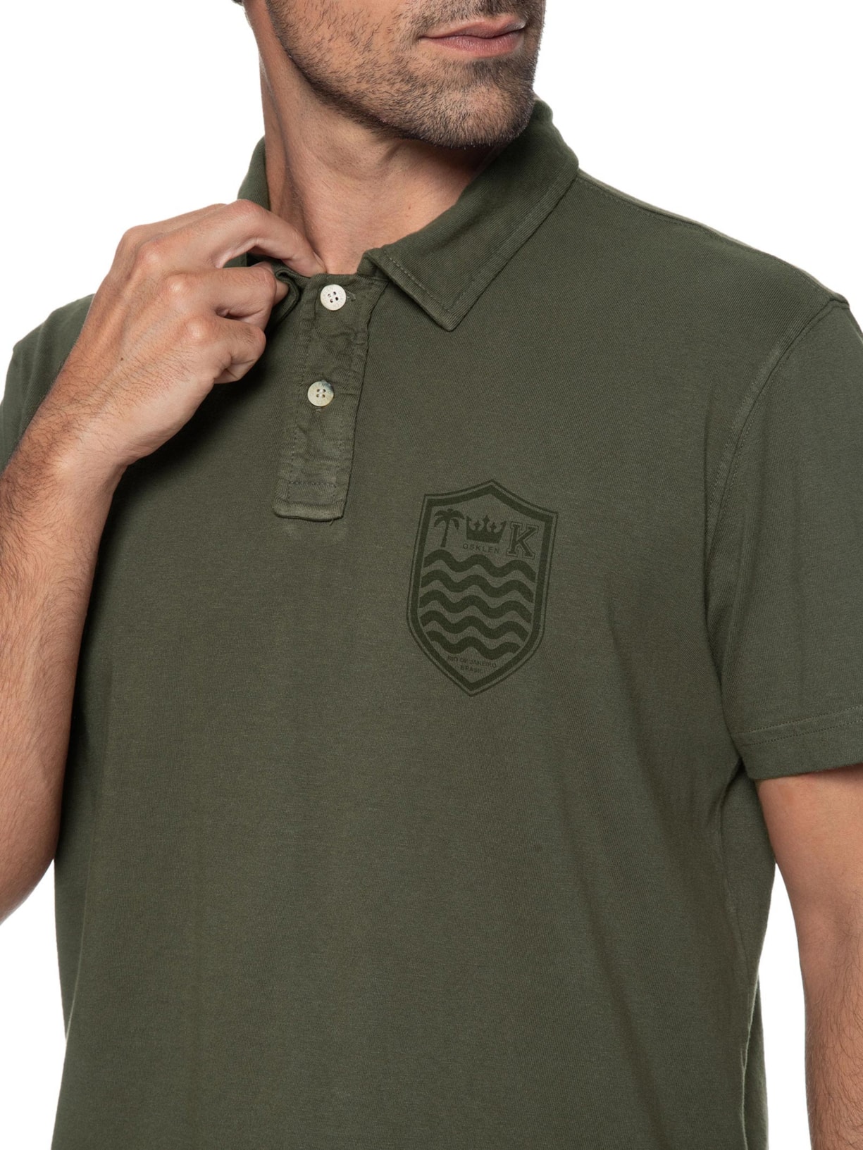 Polo Masculina Stone Manga Curta Colors Verde Osklen