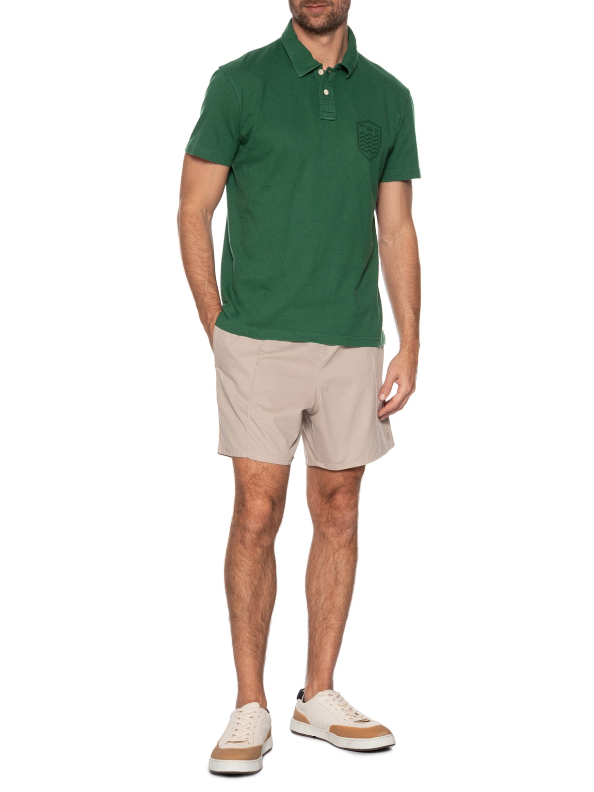 Polo Masculina Stone Manga Curta Colors Verde Osklen