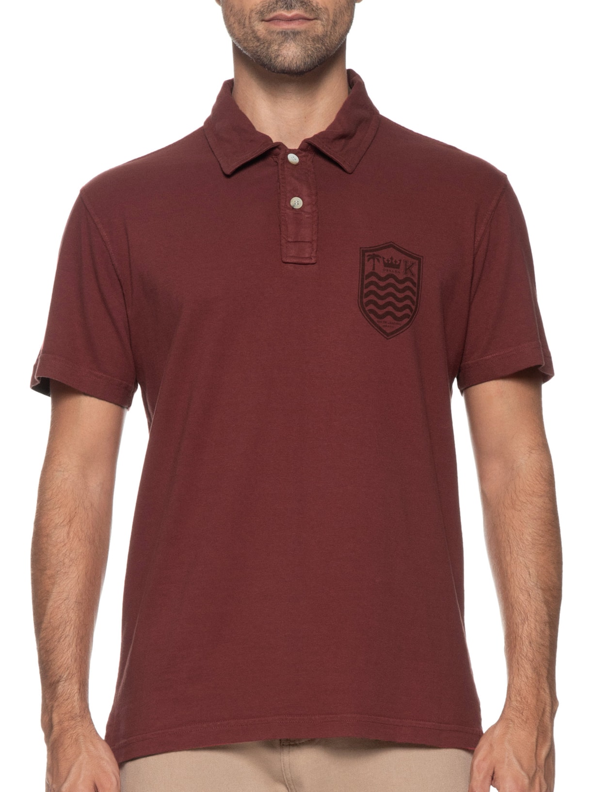 Polo Masculina Stone Manga Curta Colors Vermelho Osklen