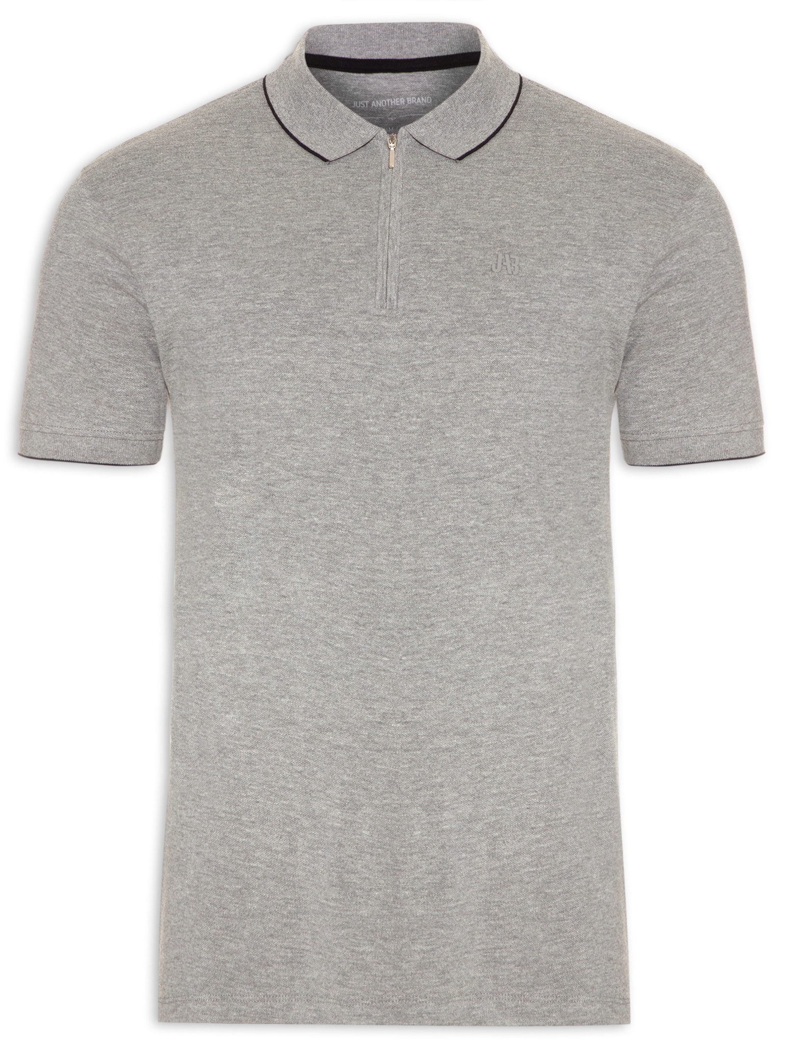 Jab - Polo Masculina Stretch Com Zíper - Cinza