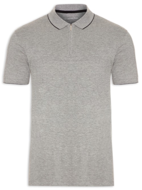 Polo Masculina Stretch Com Zíper - Cinza