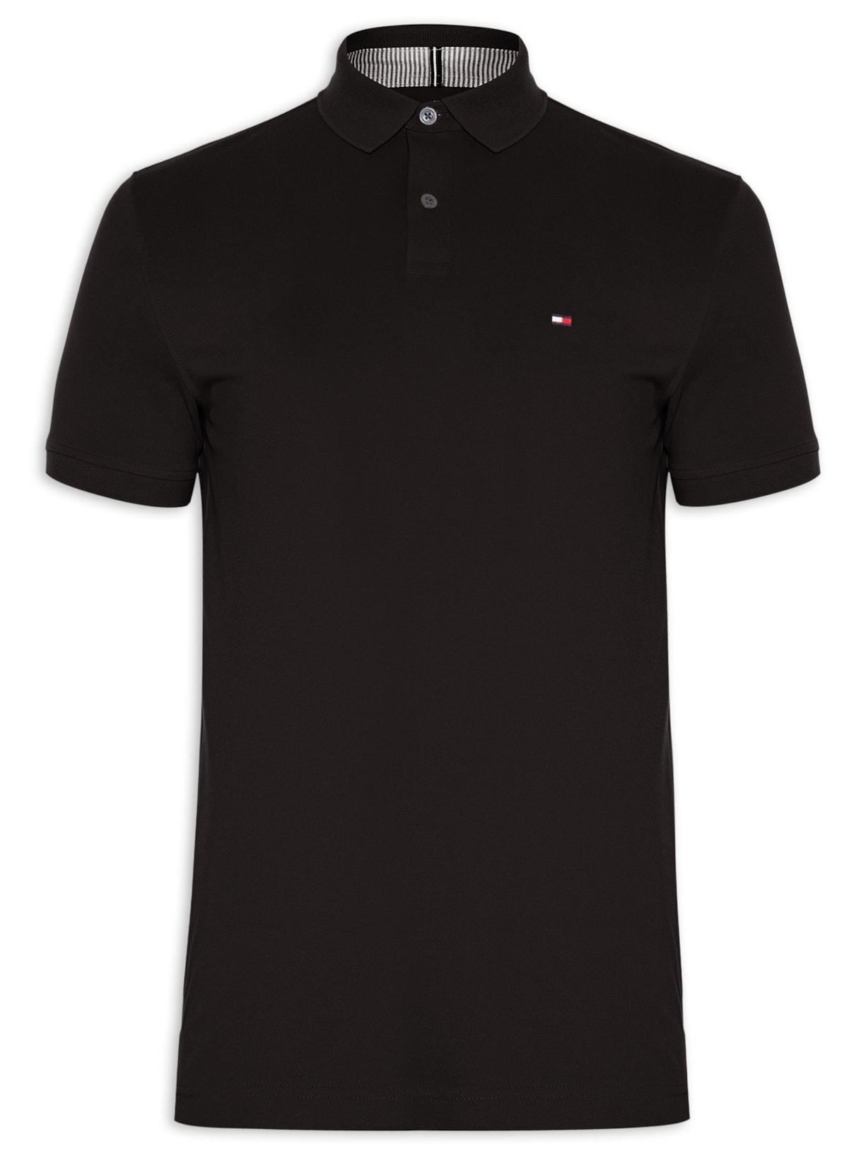 Polo Masculina Stretch Regular Fit Preto Tommy Hilfiger