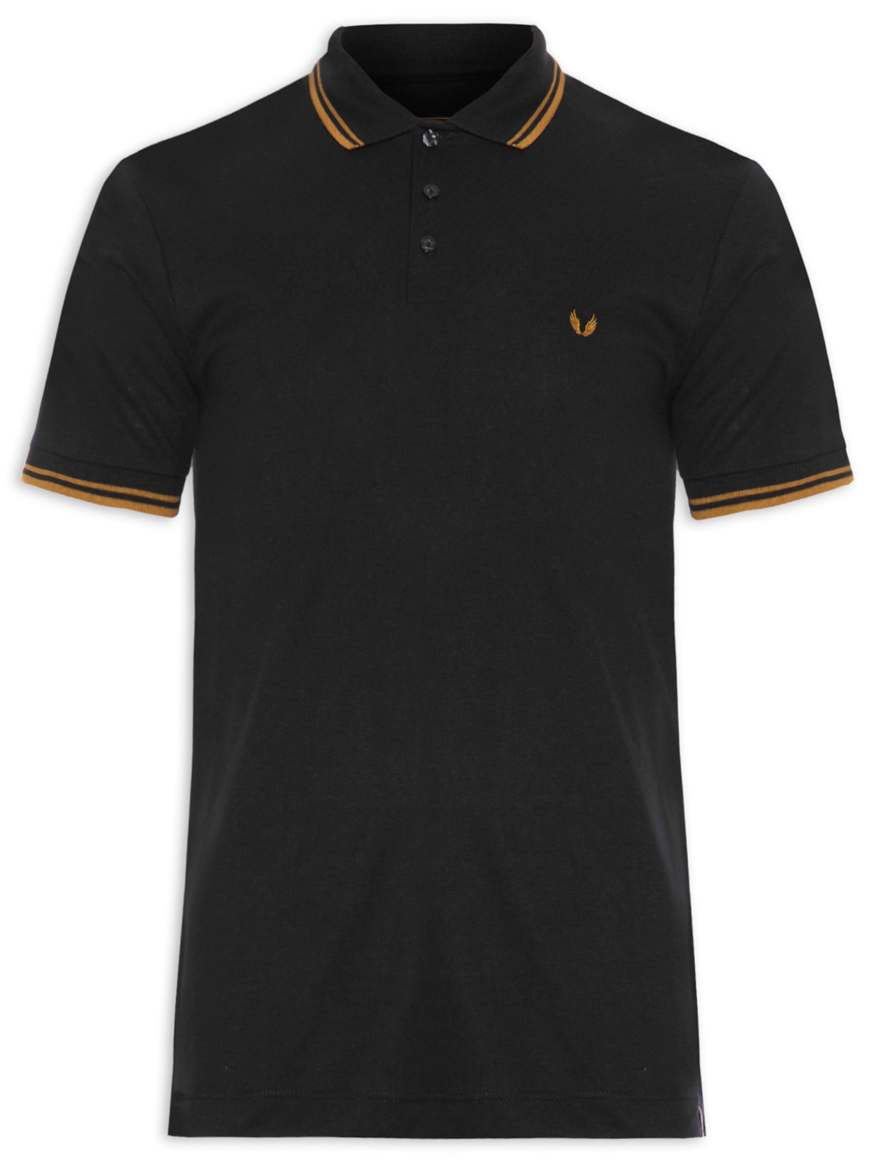 Polo Masculina Strip Mt. Mustard - Preto