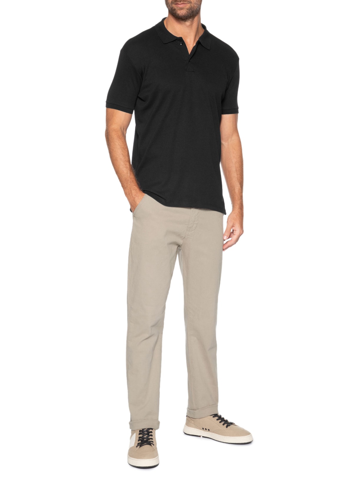 Polo Masculina Suedine Egípcio Preto Pineapple