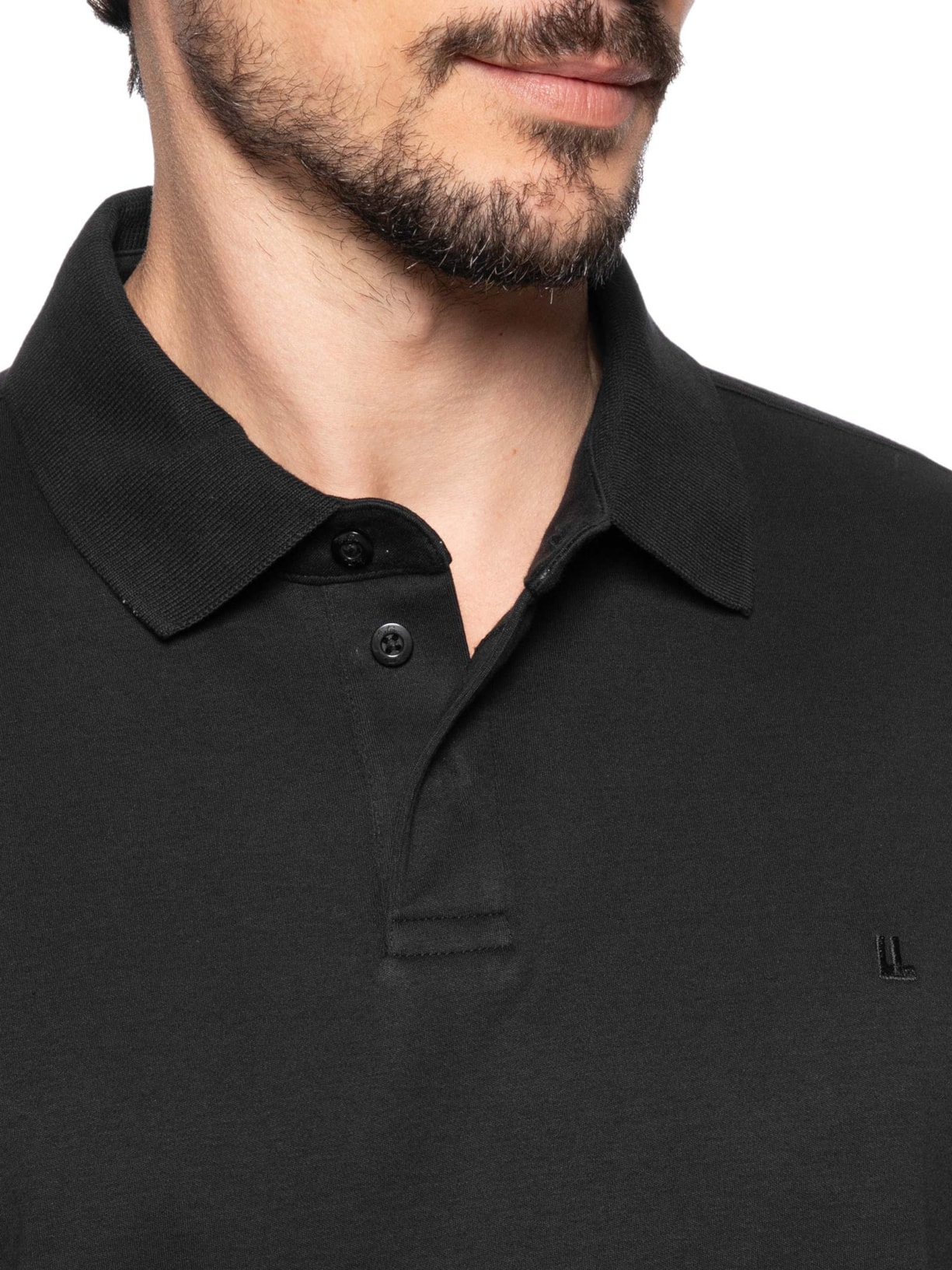 Polo Masculina Suedine Pima Preto Foxton
