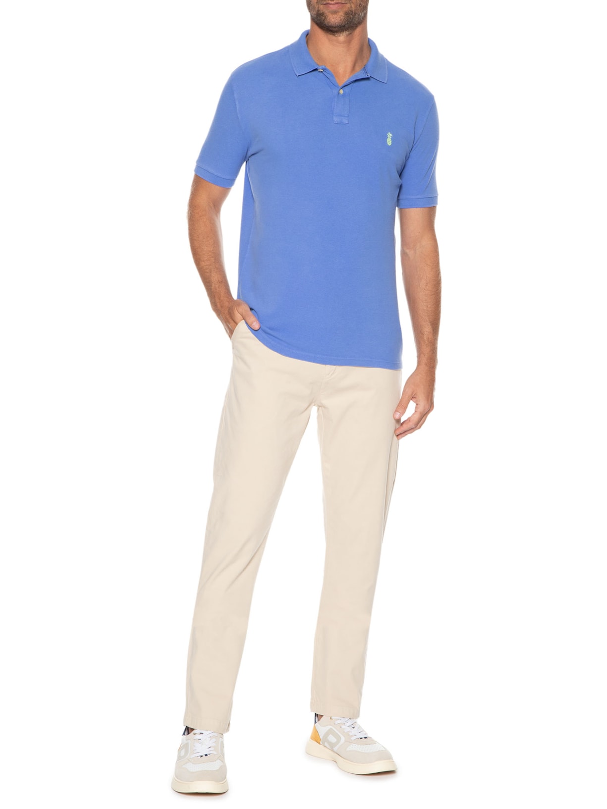 Polo Masculina Summer Azul Pineapple
