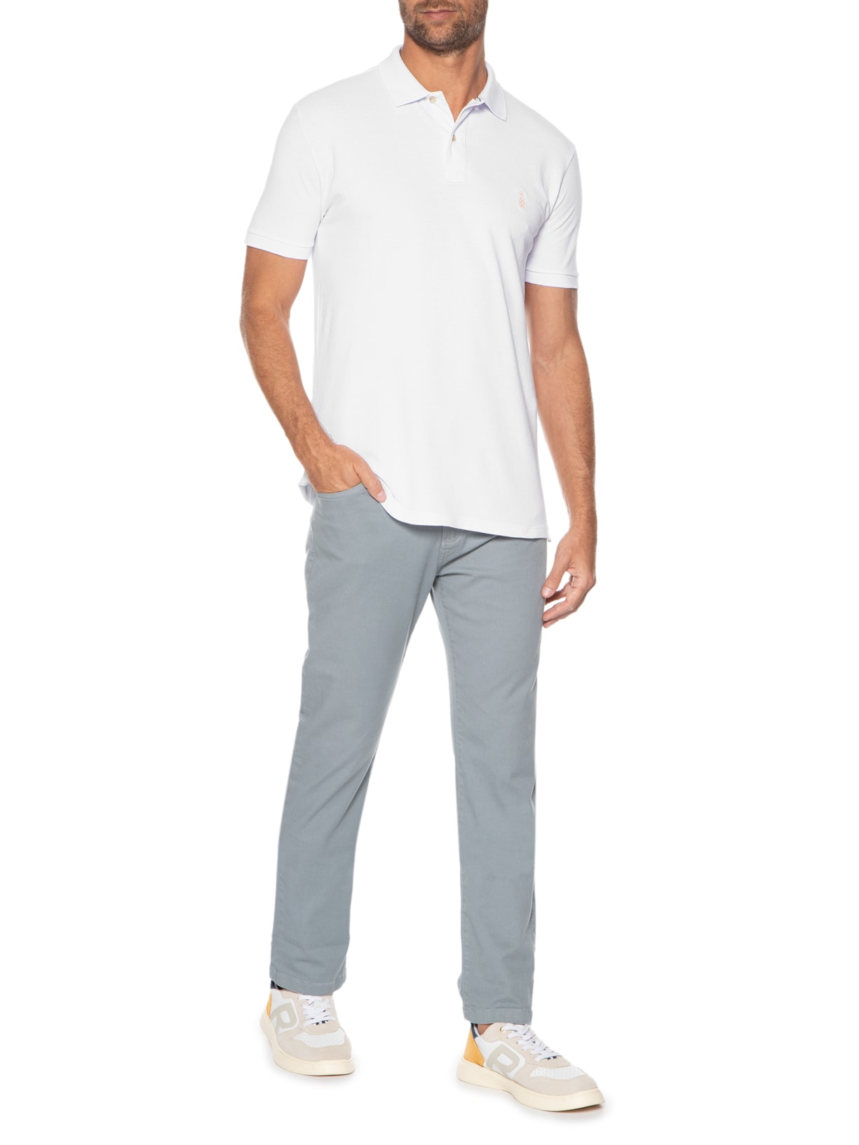 Polo Masculina Summer Branco Pineapple