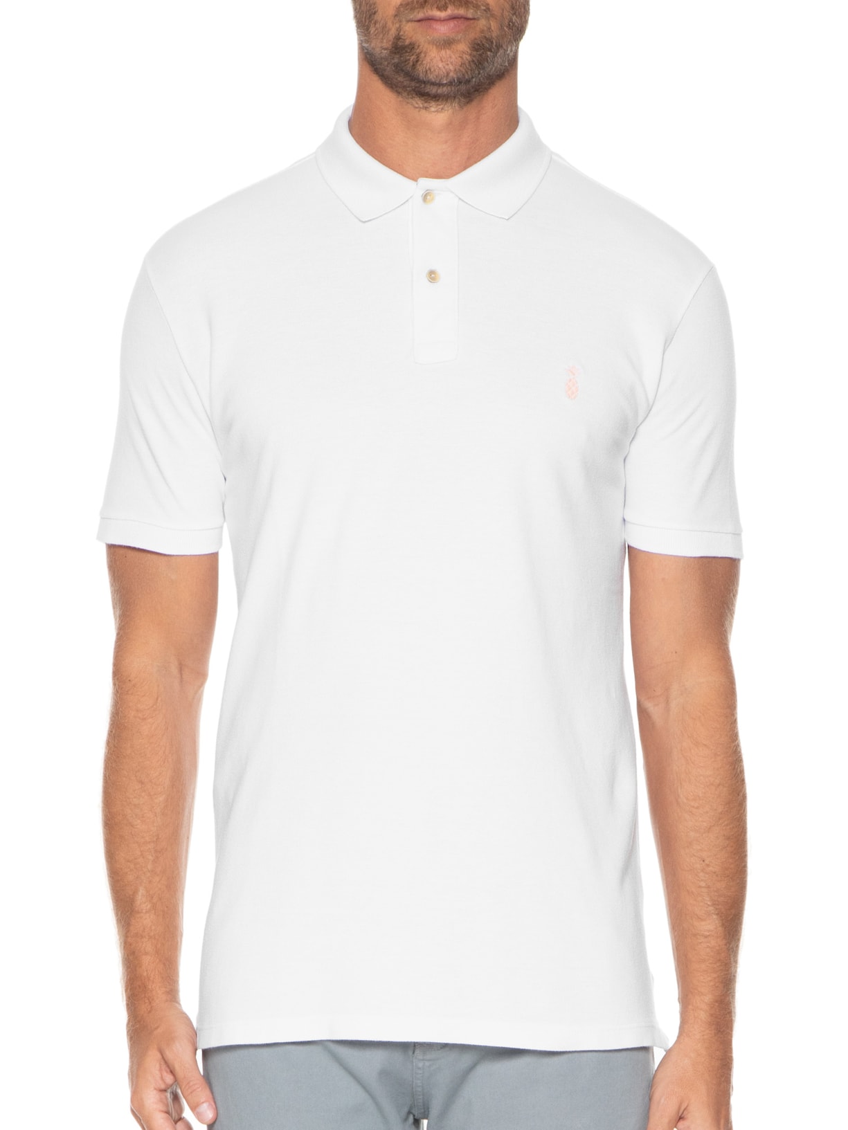 Polo Masculina Summer Branco Pineapple