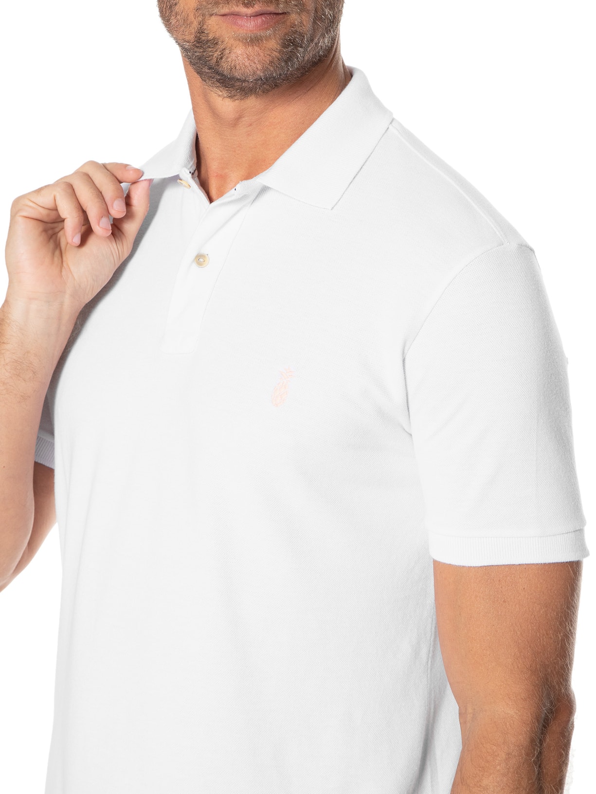 Polo Masculina Summer Branco Pineapple