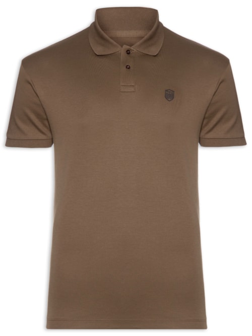 Polo Masculina Supersoft Brasão - Marrom