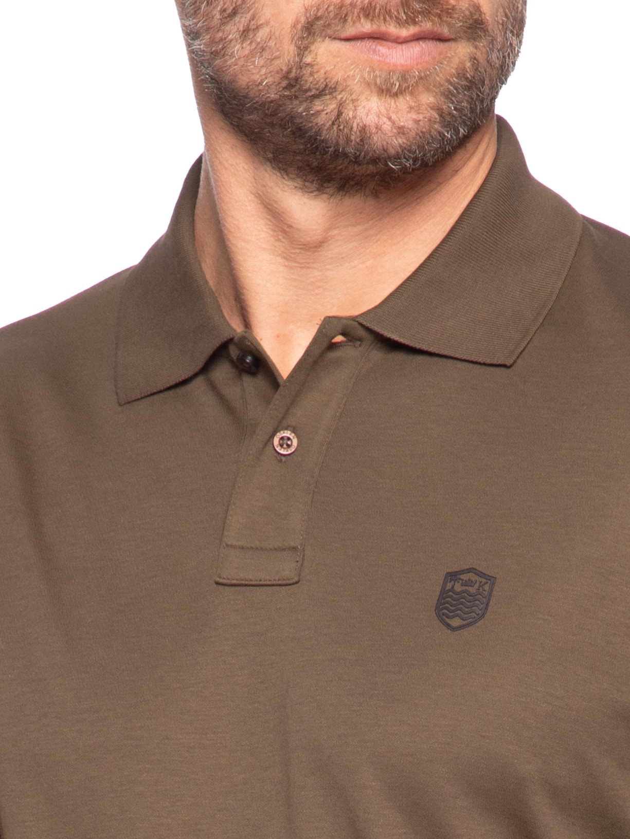 Polo Masculina Supersoft Brasão Marrom Osklen