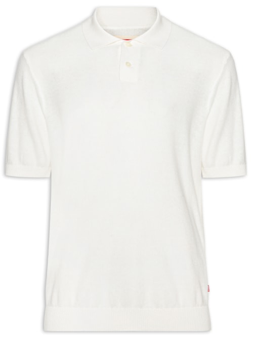 Polo Masculina Sweater Knit - Branco