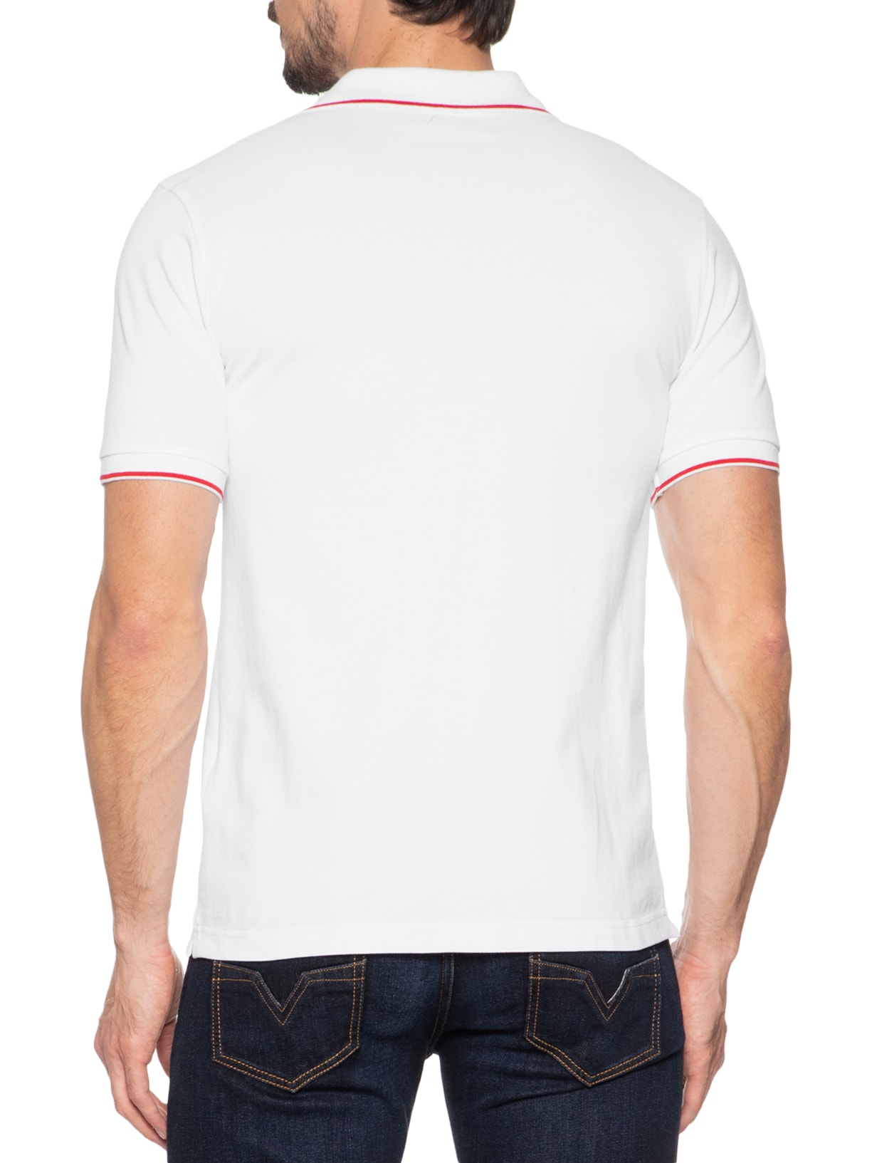 Polo Masculina T-Ferry Microdiv Logo Bordado Branco Diesel