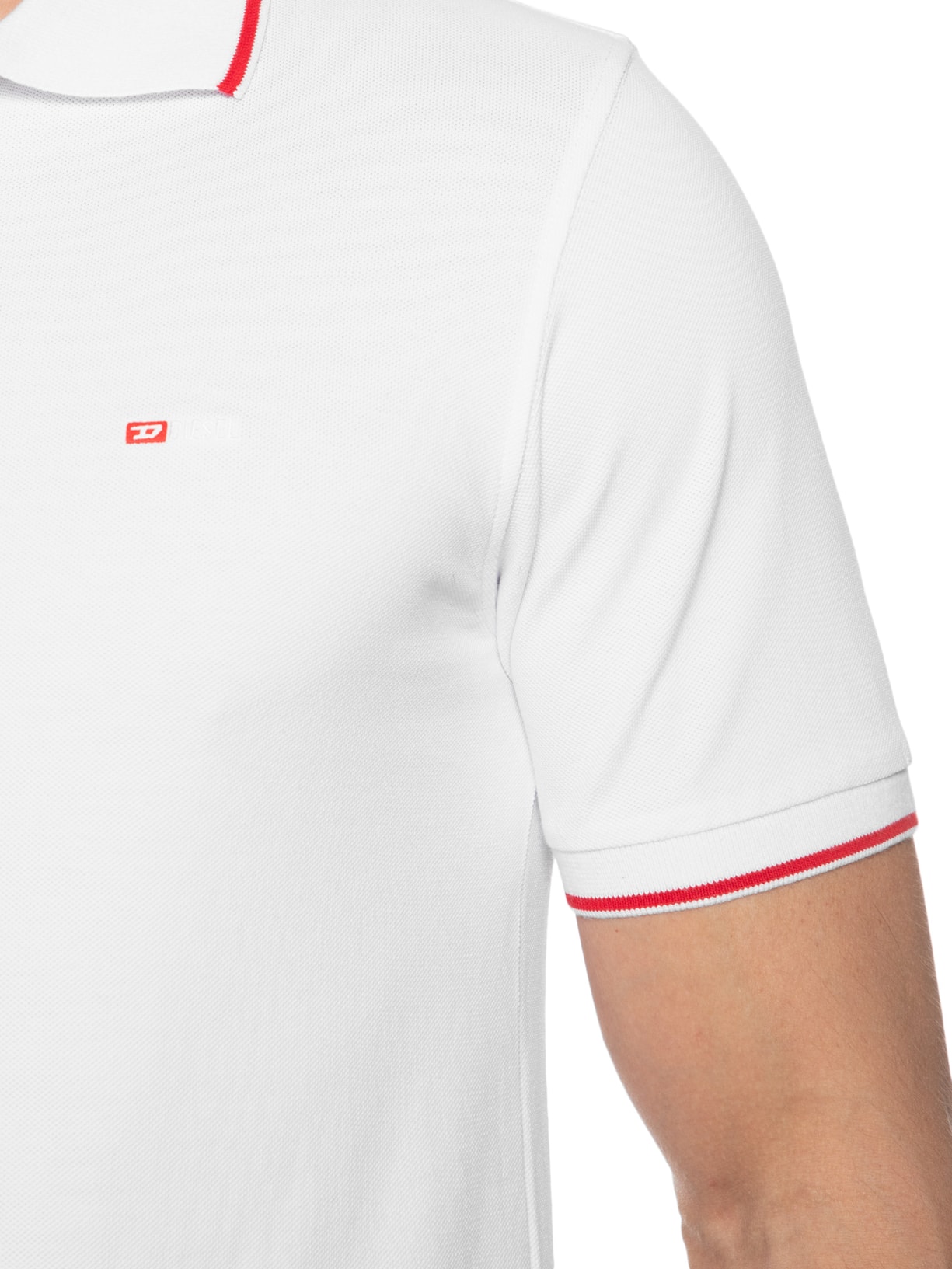 Polo Masculina T-Ferry Microdiv Logo Bordado Branco Diesel